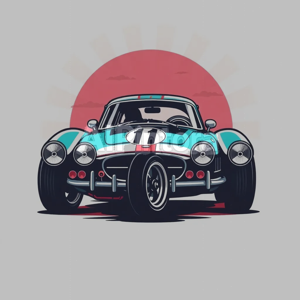 streetwear t-shirt graphic design, printable design, high detail illustration, trendy style, black background, printable t-shirt graphic design, sticker style illustration, isolated design, plain white background, centered object, bold colorful artwork, clean edges, high contrast, no model, no shirt mockup, no background scene, easy background removal, design for: vintage racing tshirt graphic, retro japanese style poster