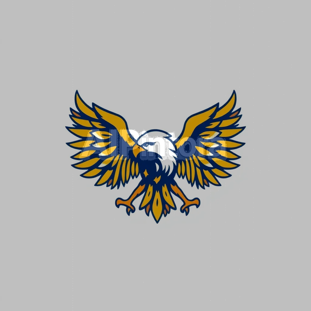 printable t-shirt graphic design, isolated centered artwork, plain white background, bold colorful illustration, clean edges, no model, no mockup, design for: Golden eagle brand logo