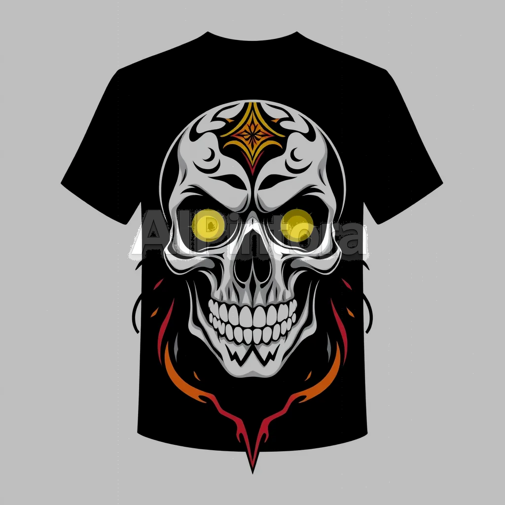 printable t-shirt graphic design, isolated centered artwork, plain white background, bold colorful illustration, clean edges, no model, no mockup, design for: Skull typography no worries