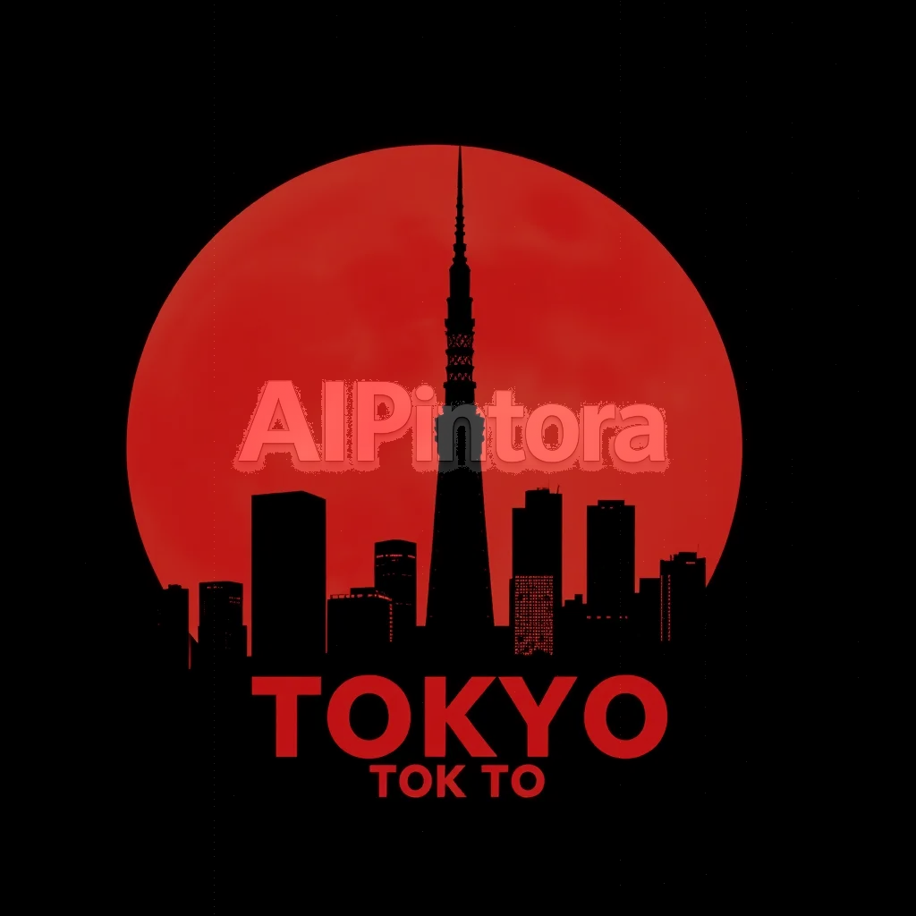 printable t-shirt graphic design of Minimal Japanese streetwear T-shirt design, giant glowing red full moon in the background, dark black silhouette of Tokyo city skyline in front, cinematic contrast, cyberpunk atmosphere, clean vector-style composition, bold aesthetic, centered artwork, deep black background, subtle neon glow, modern urban Japan vibe, premium fashion graphic, high detail, dramatic lighting, no mockup, no model, no extra text except the word “TOKYO”, stylish typography integrated into the skyline, red and black color theme, printable high-quality T-shirt artwork, screen print style, symmetrical composition, ultra sharp edges,
    isolated centered artwork,
    plain white background,
    bold vector illustration,
    streetwear style,
    high contrast colors,
    clean sharp edges,
    no model,
    no shirt mockup,
    no room background,
    no realistic photo,
    no shadows on background,
    no extra objects,
    easy background removal,
    print ready design,
    professional merch artwork
