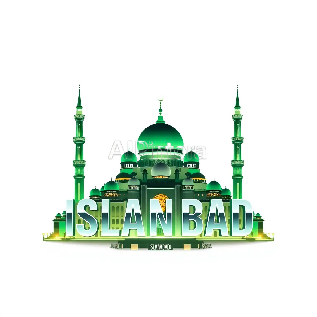printable t-shirt graphic design of Futuristic Islamabad streetwear graphic artwork, iconic Faisal Mosque and Islamabad skyline at night, glowing city lights, oversized metallic ISLAMABAD typography, luxury urban fashion aesthetic, cinematic neon atmosphere, emerald green and silver color palette, bold centered composition, ultra detailed streetwear illustration, premium Gen Z fashion brand style, clean balanced layout, isolated design, dark clean background, printable t-shirt artwork, ultra sharp details, HD 4K,
    isolated centered artwork,
    plain white background,
    bold vector illustration,
    streetwear style,
    high contrast colors,
    clean sharp edges,
    no model,
    no shirt mockup,
    no room background,
    no realistic photo,
    no shadows on background,
    no extra objects,
    easy background removal,
    print ready design,
    professional merch artwork