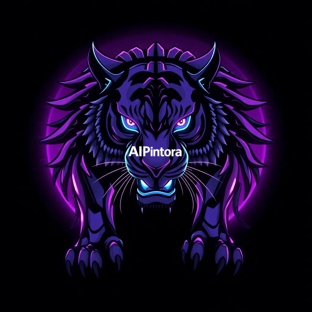 premium printable t-shirt artwork of robotic tiger king,
        luxury cyberpunk aesthetic,
        high contrast shadows,
        powerful beast energy, aggressive pose, glowing eyes, 
        inspired by Karachi,
        luxury streetwear fashion,
        purple neon color palette,
        isolated centered graphic,
        clean background,
        bold high contrast illustration,
        no model,
        no shirt mockup,
        no product photo,
        no messy background,
        no extra random objects,
        ultra detailed, sharp clean edges, HD 4K, premium artwork, centered balanced composition