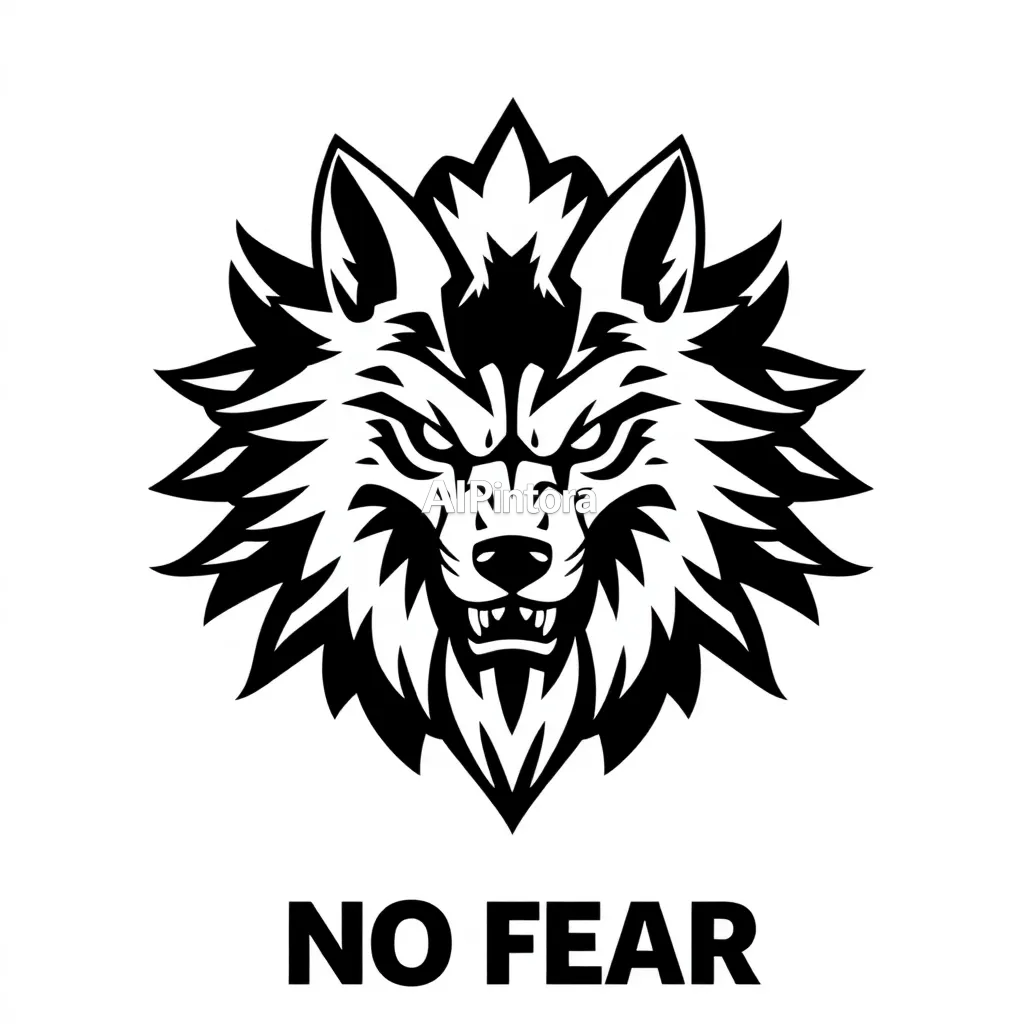 premium professional vector logo design of NO FEAR wolf warrior,
        clean white background,
        centered logo mark,
        isolated design,
        minimal strong shapes,
        luxury brand identity,
        high contrast,
        sharp clean edges,
        balanced spacing,
        scalable vector style,
        simple memorable branding,
        no mockup,
        no photo,
        no 3d render,
        no background scene,
        no extra objects,
        no shadows,
        ultra detailed, sharp clean edges, HD 4K, premium artwork, centered balanced composition