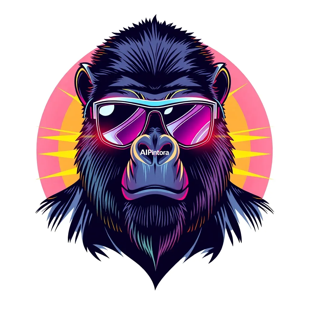 premium streetwear t-shirt graphic artwork of cyber gorilla with chrome sunglasses,
    luxury urban fashion aesthetic,
    bold centered composition,
    clean balanced layout,
    high contrast colors,
    neon accents,
    ultra detailed illustration,
    sharp edges,
    modern Gen Z fashion brand style,
    printable design,
    no model,
    no shirt mockup,
    no product photo,
    no messy background,
    HD 4K
