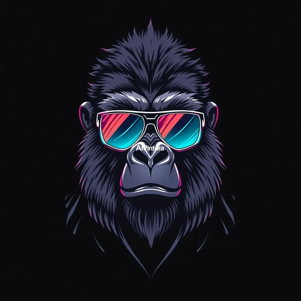premium streetwear t-shirt graphic artwork of cyber gorilla with chrome sunglasses,
    luxury urban fashion aesthetic,
    bold centered composition,
    clean balanced layout,
    high contrast colors,
    neon accents,
    ultra detailed illustration,
    sharp edges,
    modern Gen Z fashion brand style,
    printable design,
    no model,
    no shirt mockup,
    no product photo,
    no messy background,
    HD 4K