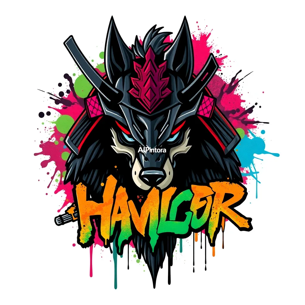 premium graffiti typography artwork of samurai wolf warrior,
    bold 3D lettering,
    dripping paint effects,
    colorful street art splashes,
    urban wall art aesthetic,
    high contrast colors,
    centered composition,
    clean background,
    sharp edges,
    ultra detailed,
    printable t-shirt graphic style,
    no model,
    no shirt mockup,
    HD 4K