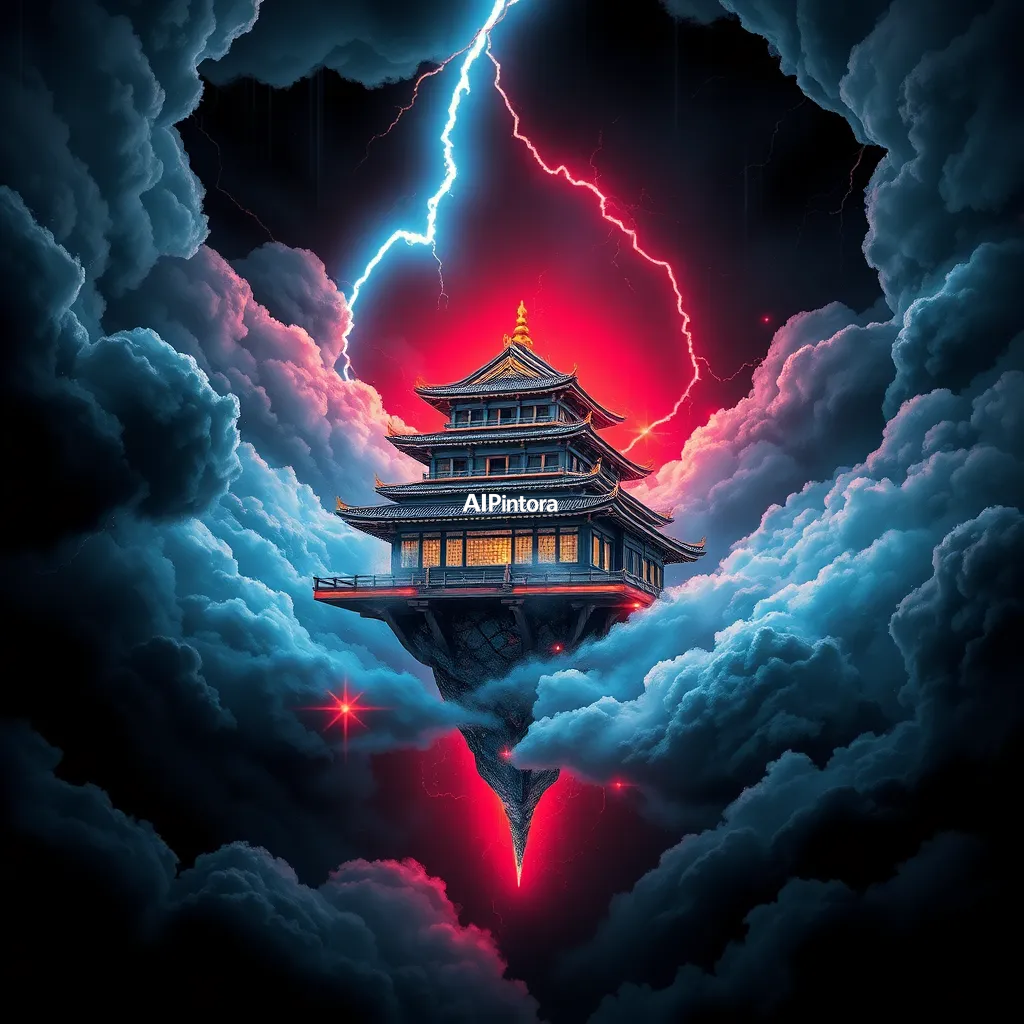 masterpiece premium streetwear artwork of floating samurai palace inside thunderstorm clouds,
    futuristic luxury urban fashion aesthetic,
    hypebeast culture inspired,
    bold centered composition,
    cinematic neon lighting,
    dramatic shadows,
    chrome metallic accents,
    graffiti splash details,
    vibrant high contrast colors,
    oversized fashion graphic style,
    trending Pinterest aesthetic,
    ultra detailed digital illustration,
    sharp clean edges,
    premium Gen Z street culture vibe,
    black background,
    printable t-shirt artwork,
    no model,
    no shirt mockup,
    no product photography,
    no messy composition,
    award winning artwork,
    ultra HD 4K