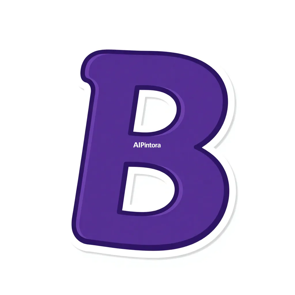 premium vector sticker illustration of B,
    isolated centered artwork,
    thick bold white outline,
    die-cut sticker style,
    smooth cartoon vector shapes,
    vibrant high contrast colors,
    clean sharp edges,
    plain background,
    cute collectible sticker aesthetic,
    printable sticker design,
    no mockup,
    no product photo,
    no background scene,
    HD 4K