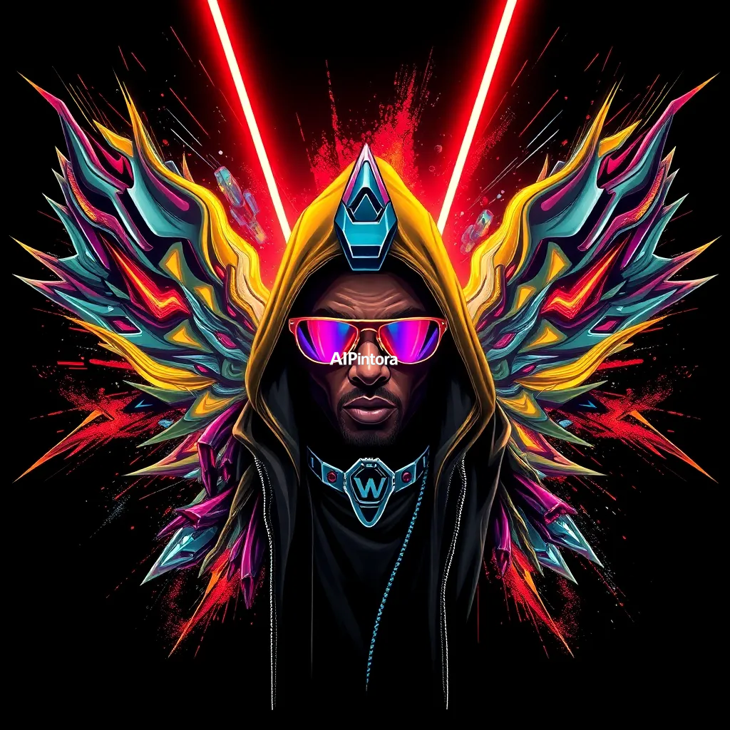masterpiece premium streetwear artwork of Premium Streetwear Artwork For T Shirt,
    futuristic luxury urban fashion aesthetic,
    hypebeast culture inspired,
    bold centered composition,
    cinematic neon lighting,
    dramatic shadows,
    chrome metallic accents,
    graffiti splash details,
    vibrant high contrast colors,
    oversized fashion graphic style,
    premium Gen Z street culture vibe,
    black background,
    ultra detailed digital illustration,
    HD 4K