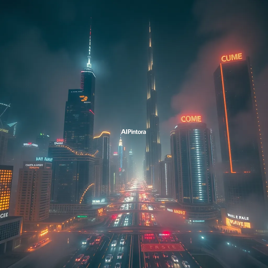 cinematic ultra detailed wallpaper of Dubai futuristic night city,
    epic wide composition,
    immersive environment,
    dramatic cinematic lighting,
    atmospheric depth,
    volumetric fog,
    particles,
    realistic shadows,
    vibrant color grading,
    movie scene aesthetic,
    beautiful background,
    desktop and mobile wallpaper quality,
    no text,
    no watermark, 
    masterpiece,
    best quality,
    ultra detailed,
    sharp focus,
    cinematic lighting,
    professional color grading,
    highly detailed textures,
    clean composition,
    premium visual quality,
    award winning artwork,
    8k