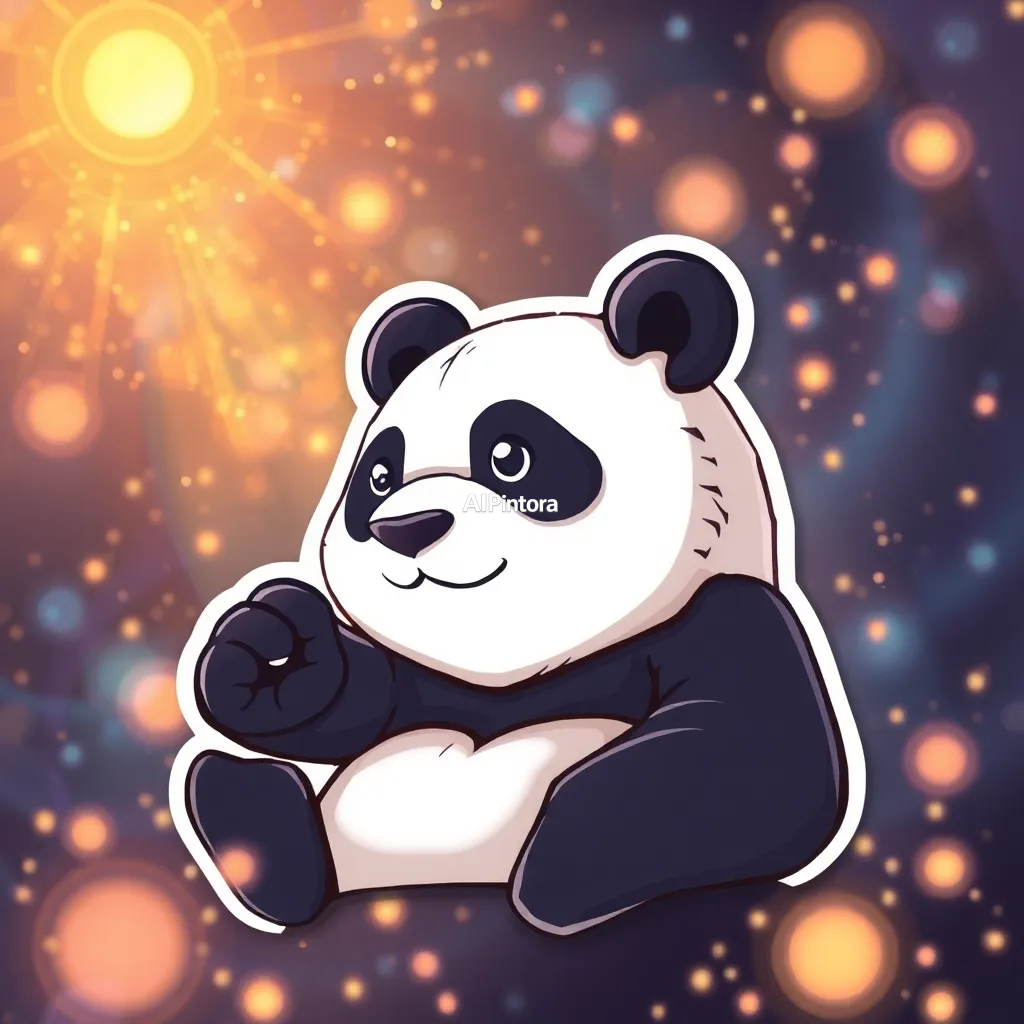 premium die-cut sticker illustration of fantasy Panda artwork, magical atmosphere, glowing particles, enchanted world, epic fantasy background, mystical lighting, divine powerful aura, masterpiece, best quality, ultra detailed, 8k, sharp focus, cinematic lighting, highly detailed textures, award winning artwork, premium composition,
    isolated centered artwork,
    thick bold white outline,
    clean vector cartoon style,
    glossy sticker finish,
    vibrant high contrast colors,
    smooth shapes,
    cute collectible sticker aesthetic,
    printable sticker design,
    plain clean background,
    no mockup,
    no product photo,
    no background scene, 
    masterpiece,
    best quality,
    ultra detailed,
    sharp focus,
    cinematic lighting,
    professional color grading,
    highly detailed textures,
    clean composition,
    premium visual quality,
    award winning artwork,
    8k
