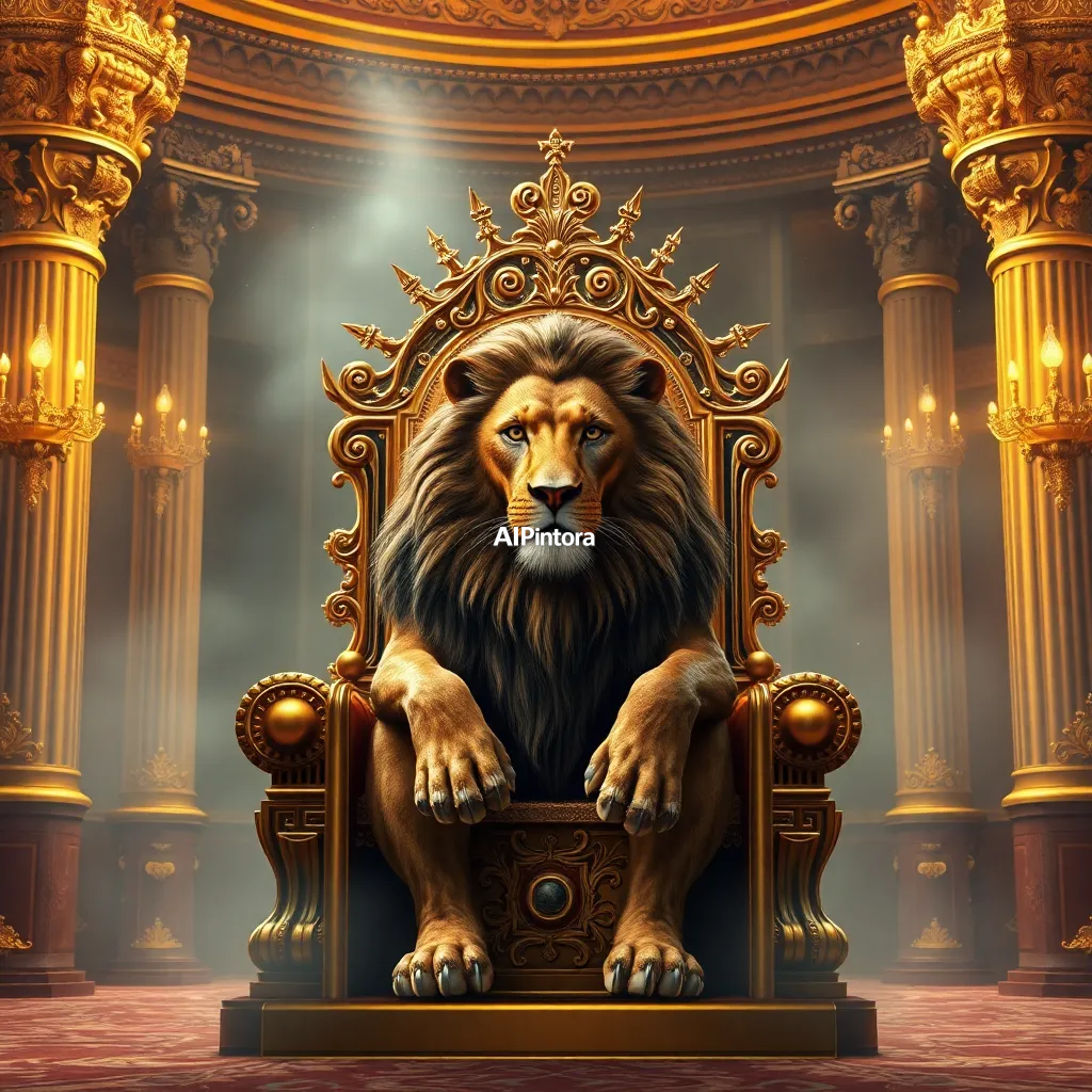 cinematic ultra detailed wallpaper of luxury lion king sitting on golden throne, royal palace background, dramatic cinematic lighting, ultra detailed masterpiece,
    epic wide composition,
    immersive environment,
    dramatic cinematic lighting,
    atmospheric depth,
    volumetric fog,
    particles,
    realistic shadows,
    vibrant color grading,
    movie scene aesthetic,
    beautiful background,
    desktop and mobile wallpaper quality,
    no text,
    no watermark, 
    masterpiece,
    best quality,
    ultra detailed,
    sharp focus,
    cinematic lighting,
    professional color grading,
    highly detailed textures,
    clean composition,
    premium visual quality,
    award winning artwork,
    8k