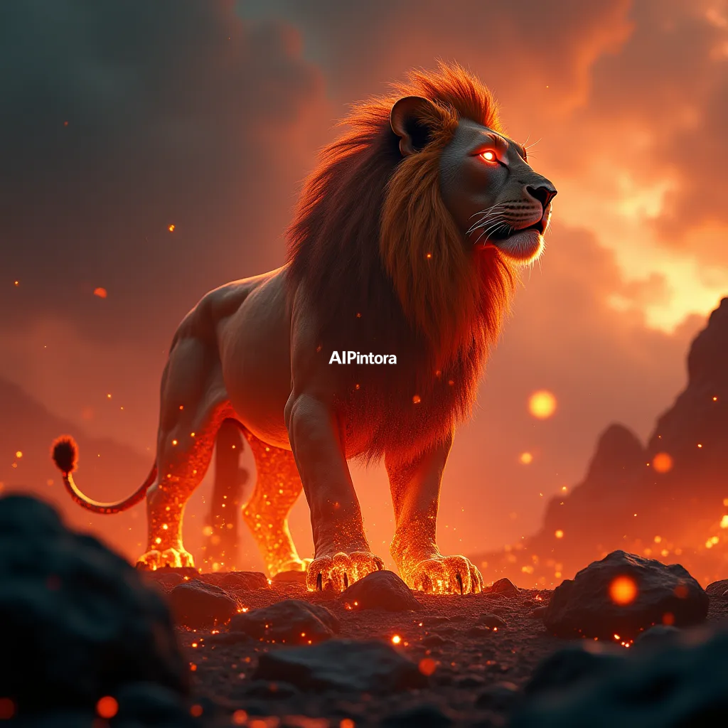 cinematic ultra detailed wallpaper of lion formed from molten lava and volcanic rocks, fiery atmosphere, cinematic eruption background, ultra detailed fantasy art,
    immersive environment, epic wide composition, strong depth, atmospheric perspective,
    dramatic cinematic lighting, volumetric fog, particles, realistic shadows,
    vibrant professional color grading, beautiful background scene,
    desktop and mobile wallpaper quality, wallpaper engine style,
    no text, no watermark, no logo, masterpiece, best quality, ultra detailed, sharp focus, cinematic lighting, volumetric lighting, depth of field, global illumination, professional color grading, hyper detailed textures, clean composition, premium visual quality, award winning artwork, 8k