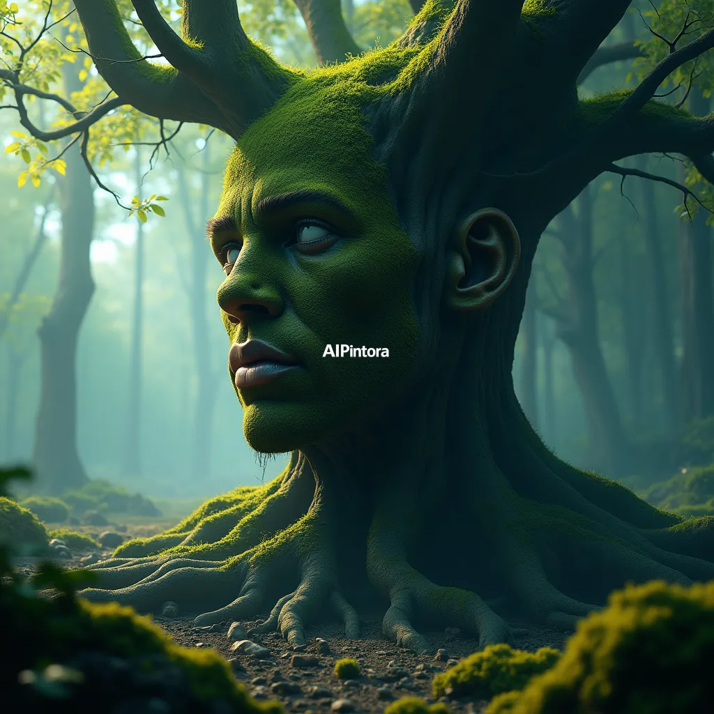 cinematic ultra detailed wallpaper of tree growing in the shape of a human face, roots forming facial details, surreal nature painting, fantasy forest environment,
    immersive environment, epic wide composition, strong depth, atmospheric perspective,
    dramatic cinematic lighting, volumetric fog, particles, realistic shadows,
    vibrant professional color grading, beautiful background scene,
    desktop and mobile wallpaper quality, wallpaper engine style,
    no text, no watermark, no logo, masterpiece, best quality, ultra detailed, sharp focus, cinematic lighting, volumetric lighting, depth of field, global illumination, professional color grading, hyper detailed textures, clean composition, premium visual quality, award winning artwork, 8k