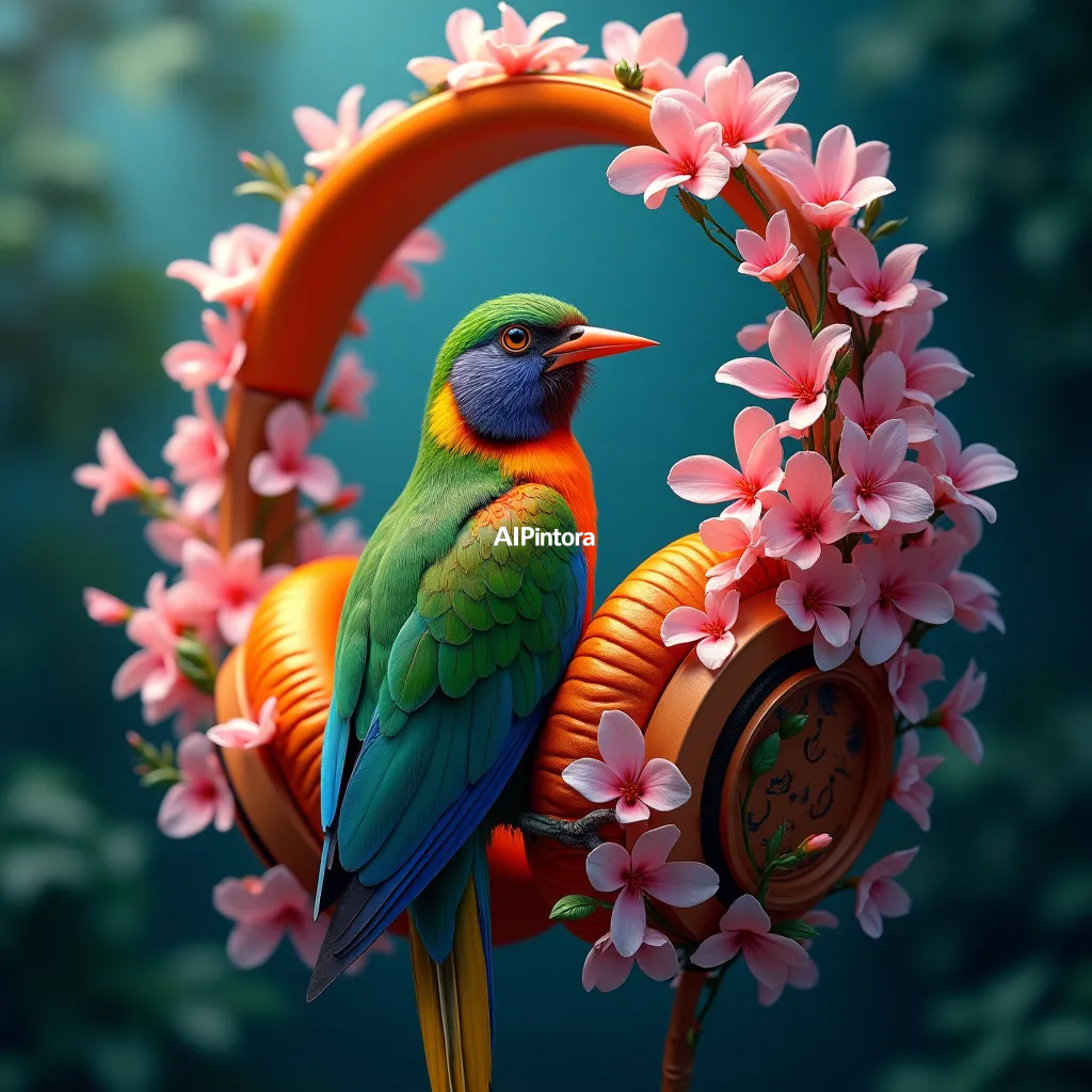 masterpiece surreal concept artwork of headphones made from tropical birds and flowers, artistic product design, colorful fantasy composition,
    eye catching visual idea, creative object fusion, impossible design concept,
    cinematic storytelling, strong focal subject, beautiful environment,
    dramatic lighting, rich atmosphere, premium digital painting,
    viral social media artwork, highly clickable composition, masterpiece, best quality, ultra detailed, sharp focus, cinematic lighting, volumetric lighting, depth of field, global illumination, professional color grading, hyper detailed textures, clean composition, premium visual quality, award winning artwork, 8k