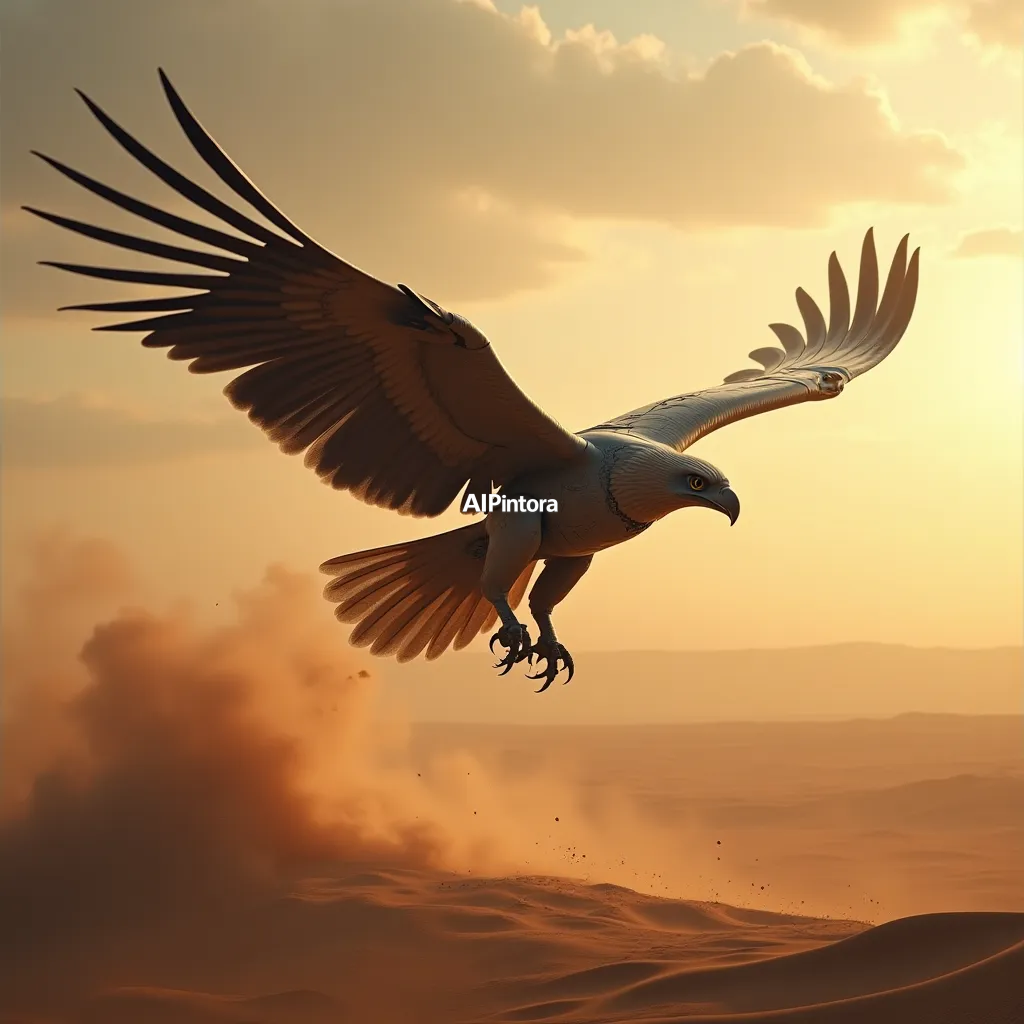 cinematic ultra detailed wallpaper of mechanical eagle flying above a futuristic desert, advanced technology design, cinematic composition,
    immersive environment, epic wide composition, strong depth, atmospheric perspective,
    dramatic cinematic lighting, volumetric fog, particles, realistic shadows,
    vibrant professional color grading, beautiful background scene,
    desktop and mobile wallpaper quality, wallpaper engine style,
    no text, no watermark, no logo, masterpiece, best quality, ultra detailed, sharp focus, cinematic lighting, volumetric lighting, depth of field, global illumination, professional color grading, hyper detailed textures, clean composition, premium visual quality, award winning artwork, 8k