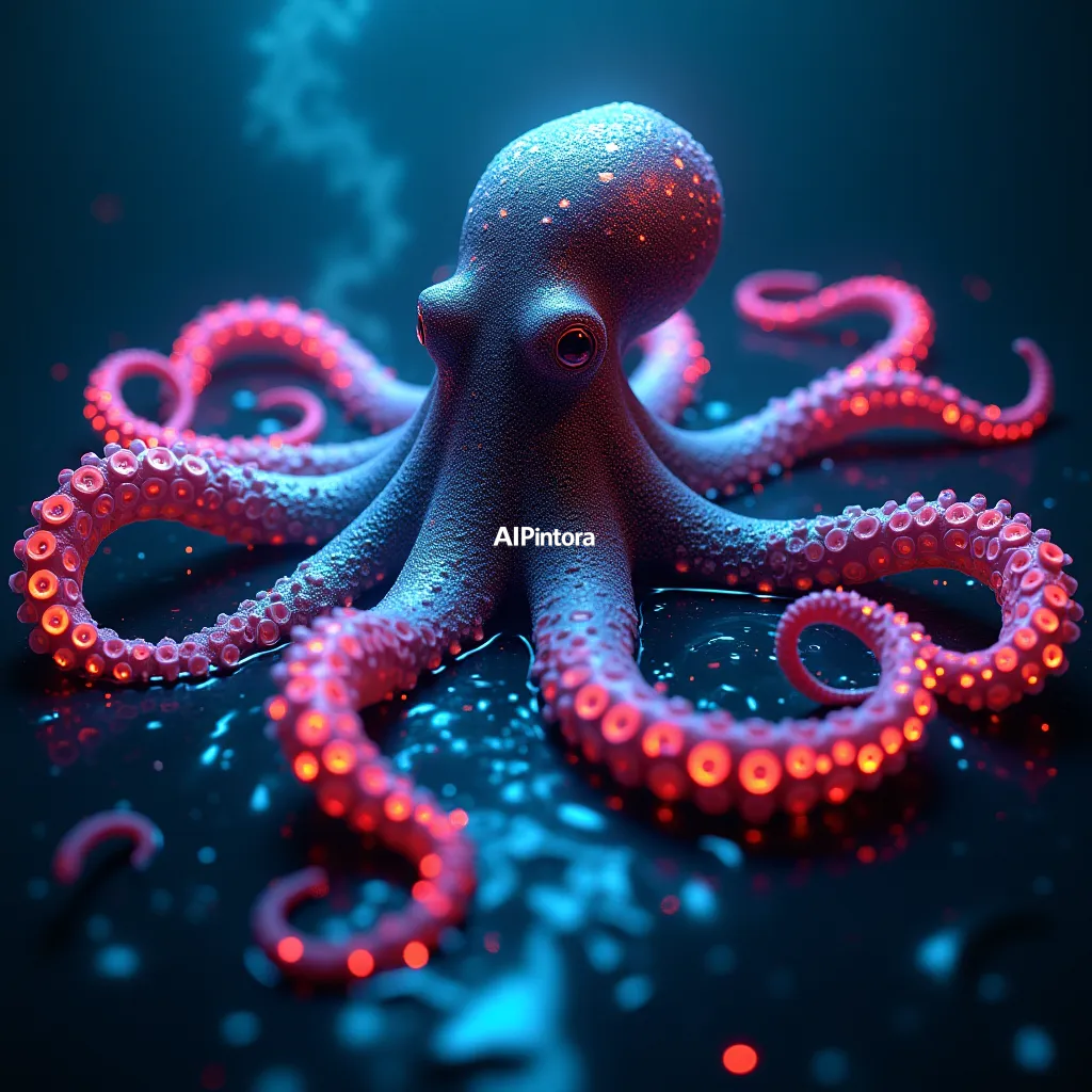 premium streetwear concept artwork of octopus created from glowing neon cables and circuits, cyberpunk underwater artwork,
    luxury urban fashion aesthetic, bold centered composition, hypebeast culture mood,
    neon accents, chrome details, graffiti splash elements, dramatic shadows,
    high contrast color palette, oversized apparel graphic energy,
    premium Gen Z street culture style, masterpiece, best quality, ultra detailed, sharp focus, cinematic lighting, volumetric lighting, depth of field, global illumination, professional color grading, hyper detailed textures, clean composition, premium visual quality, award winning artwork, 8k