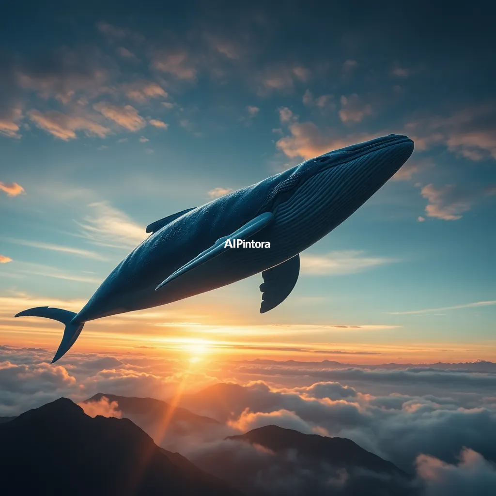 cinematic ultra detailed wallpaper of giant whale flying above mountains and clouds at sunset,
    immersive environment, epic wide composition, strong depth, atmospheric perspective,
    dramatic cinematic lighting, volumetric fog, particles, realistic shadows,
    vibrant professional color grading, beautiful background scene,
    desktop and mobile wallpaper quality, wallpaper engine style,
    no text, no watermark, no logo, masterpiece, best quality, ultra detailed, sharp focus, cinematic lighting, volumetric lighting, depth of field, global illumination, professional color grading, hyper detailed textures, clean composition, premium visual quality, award winning artwork, 8k