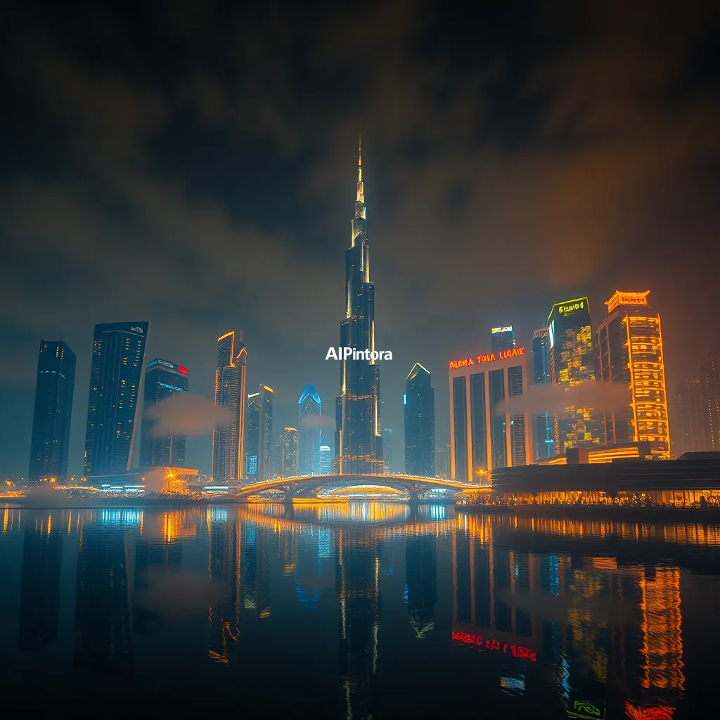 cinematic ultra detailed wallpaper of Dubai luxury skyline at night with golden reflections,
    immersive environment, epic wide composition, strong depth, atmospheric perspective,
    dramatic cinematic lighting, volumetric fog, particles, realistic shadows,
    vibrant professional color grading, beautiful background scene,
    desktop and mobile wallpaper quality, wallpaper engine style,
    no text, no watermark, no logo, masterpiece, best quality, ultra detailed, sharp focus, cinematic lighting, volumetric lighting, depth of field, global illumination, professional color grading, hyper detailed textures, clean composition, premium visual quality, award winning artwork, 8k