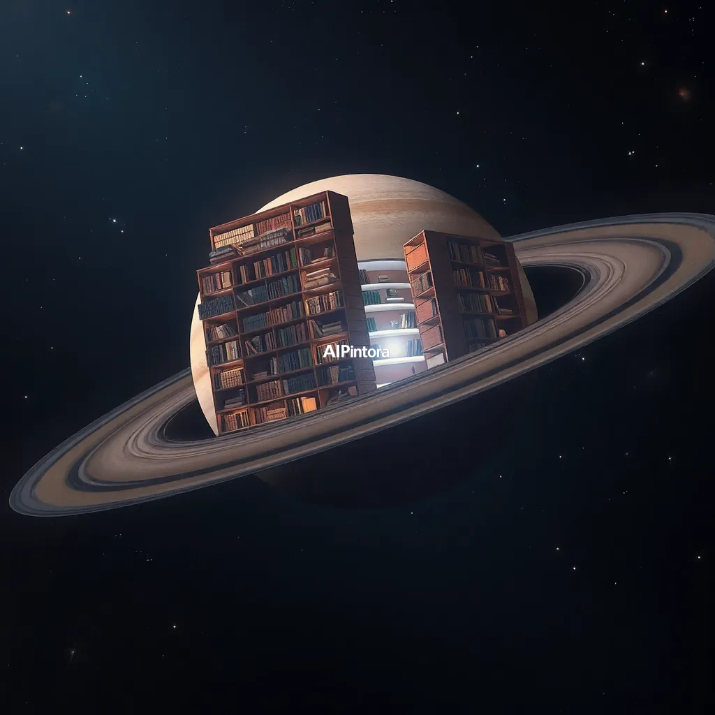 masterpiece surreal concept artwork of floating library orbiting Saturn with glowing books,
    eye catching visual idea, creative object fusion, impossible design concept,
    cinematic storytelling, strong focal subject, beautiful environment,
    dramatic lighting, rich atmosphere, premium digital painting,
    viral social media artwork, highly clickable composition, masterpiece, best quality, ultra detailed, sharp focus, cinematic lighting, volumetric lighting, depth of field, global illumination, professional color grading, hyper detailed textures, clean composition, premium visual quality, award winning artwork, 8k