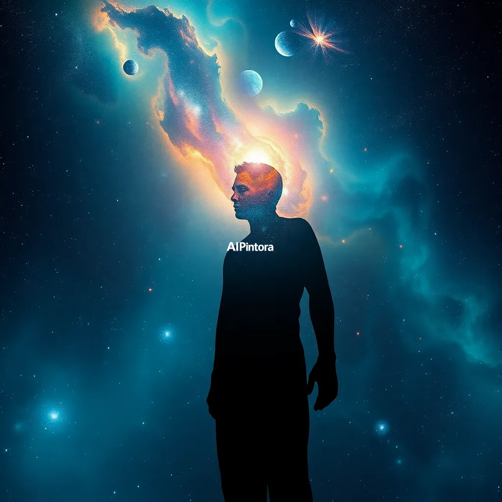 masterpiece surreal concept artwork of human silhouette filled with galaxies, stars and nebula worlds,
    eye catching visual idea, creative object fusion, impossible design concept,
    cinematic storytelling, strong focal subject, beautiful environment,
    dramatic lighting, rich atmosphere, premium digital painting,
    viral social media artwork, highly clickable composition, masterpiece, best quality, ultra detailed, sharp focus, cinematic lighting, volumetric lighting, depth of field, global illumination, professional color grading, hyper detailed textures, clean composition, premium visual quality, award winning artwork, 8k