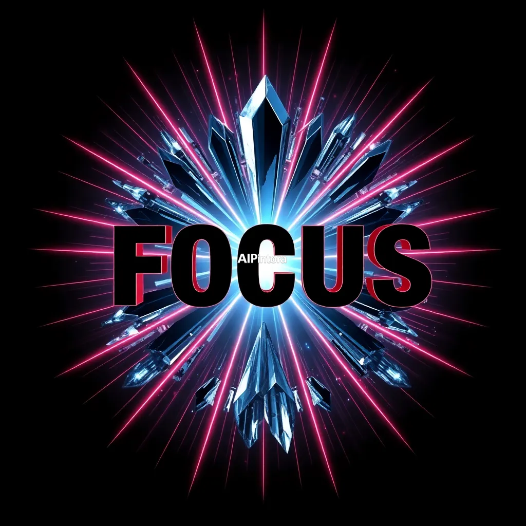 premium printable t-shirt graphic design featuring FOCUS typography formed from laser beams and crystal structures,
    isolated centered artwork, strong silhouette, bold readable composition,
    streetwear apparel graphic, merch by amazon style, commercial print ready,
    high contrast illustration, clean edges, limited background,
    easy background removal, poster quality apparel artwork,
    no model, no person wearing shirt, no t-shirt mockup, no product photo,
    no room background, no messy background, no random extra objects,
    no shadows on background, masterpiece, best quality, ultra detailed, sharp focus, cinematic lighting, volumetric lighting, depth of field, global illumination, professional color grading, hyper detailed textures, clean composition, premium visual quality, award winning artwork, 8k