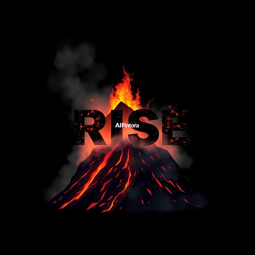 premium printable t-shirt graphic design featuring RISE typography emerging from volcanic lava and smoke,
    isolated centered artwork, strong silhouette, bold readable composition,
    streetwear apparel graphic, merch by amazon style, commercial print ready,
    high contrast illustration, clean edges, limited background,
    easy background removal, poster quality apparel artwork,
    no model, no person wearing shirt, no t-shirt mockup, no product photo,
    no room background, no messy background, no random extra objects,
    no shadows on background, masterpiece, best quality, ultra detailed, sharp focus, cinematic lighting, volumetric lighting, depth of field, global illumination, professional color grading, hyper detailed textures, clean composition, premium visual quality, award winning artwork, 8k