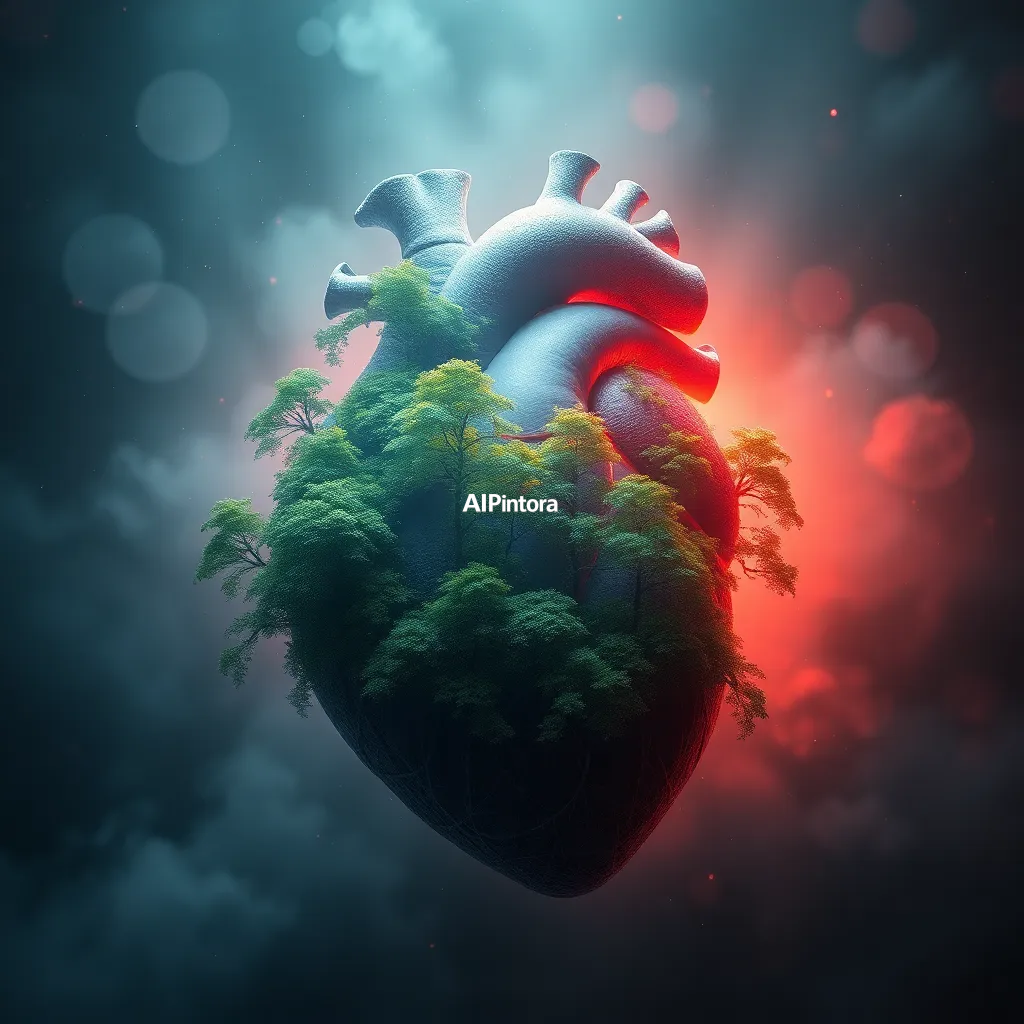 cinematic ultra detailed wallpaper of human heart transformed into a thriving forest ecosystem,
    immersive environment, epic wide composition, strong depth, atmospheric perspective,
    dramatic cinematic lighting, volumetric fog, particles, realistic shadows,
    vibrant professional color grading, beautiful background scene,
    desktop and mobile wallpaper quality, wallpaper engine style,
    no text, no watermark, no logo, masterpiece, best quality, ultra detailed, sharp focus, cinematic lighting, volumetric lighting, depth of field, global illumination, professional color grading, hyper detailed textures, clean composition, premium visual quality, award winning artwork, 8k