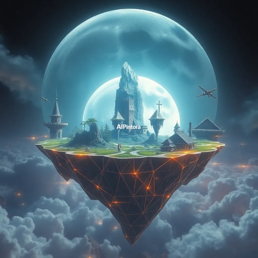 masterpiece surreal concept artwork of floating islands orbiting a giant crystal moon,
    eye catching visual idea, creative object fusion, impossible design concept,
    cinematic storytelling, strong focal subject, beautiful environment,
    dramatic lighting, rich atmosphere, premium digital painting,
    viral social media artwork, highly clickable composition, masterpiece, best quality, ultra detailed, sharp focus, cinematic lighting, volumetric lighting, depth of field, global illumination, professional color grading, hyper detailed textures, clean composition, premium visual quality, award winning artwork, 8k
