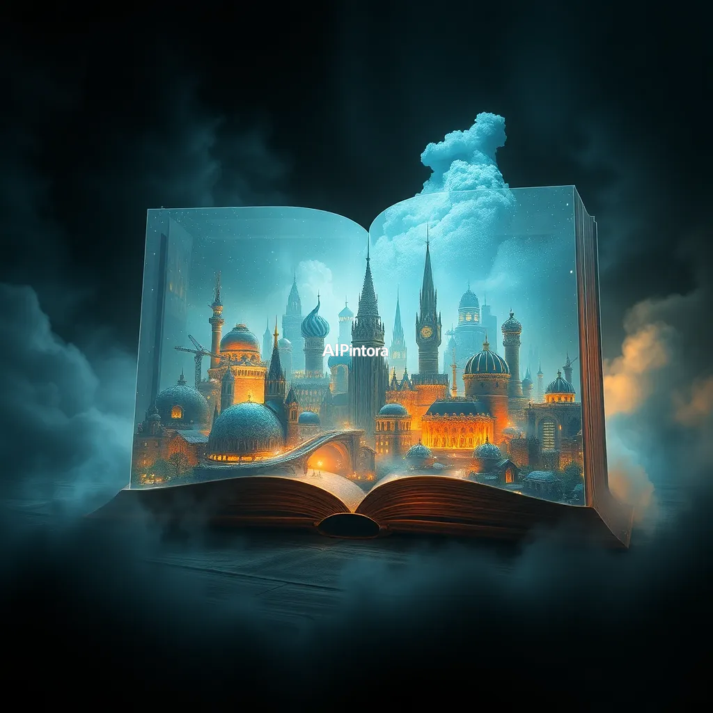 cinematic ultra detailed wallpaper of a giant transparent book containing an entire fantasy city,
    immersive environment, epic wide composition, strong depth, atmospheric perspective,
    dramatic cinematic lighting, volumetric fog, particles, realistic shadows,
    vibrant professional color grading, beautiful background scene,
    desktop and mobile wallpaper quality, wallpaper engine style,
    no text, no watermark, no logo, masterpiece, best quality, ultra detailed, sharp focus, cinematic lighting, volumetric lighting, depth of field, global illumination, professional color grading, hyper detailed textures, clean composition, premium visual quality, award winning artwork, 8k