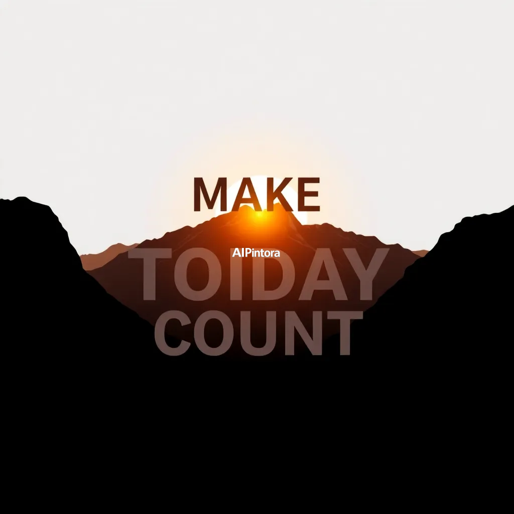 premium printable t-shirt graphic design featuring MAKE TODAY COUNT typography formed from sunrise rays and mountains,
    isolated centered artwork, strong silhouette, bold readable composition,
    streetwear apparel graphic, merch by amazon style, commercial print ready,
    high contrast illustration, clean edges, limited background,
    easy background removal, poster quality apparel artwork,
    no model, no person wearing shirt, no t-shirt mockup, no product photo,
    no room background, no messy background, no random extra objects,
    no shadows on background, masterpiece, best quality, ultra detailed, sharp focus, cinematic lighting, volumetric lighting, depth of field, global illumination, professional color grading, hyper detailed textures, clean composition, premium visual quality, award winning artwork, 8k