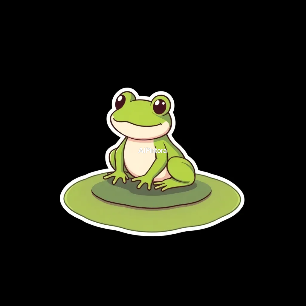 premium die-cut vinyl sticker illustration of cute frog sticker sitting on a floating lily pad in space,
    centered isolated artwork, thick bold white outline, glossy sticker finish,
    clean vector cartoon style, cute collectible design, etsy bestseller sticker style,
    vibrant colors, simple readable silhouette, smooth shapes,
    printable sticker pack quality, plain clean background,
    no mockup, no product photo, no background scene, no complex environment, masterpiece, best quality, ultra detailed, sharp focus, cinematic lighting, volumetric lighting, depth of field, global illumination, professional color grading, hyper detailed textures, clean composition, premium visual quality, award winning artwork, 8k