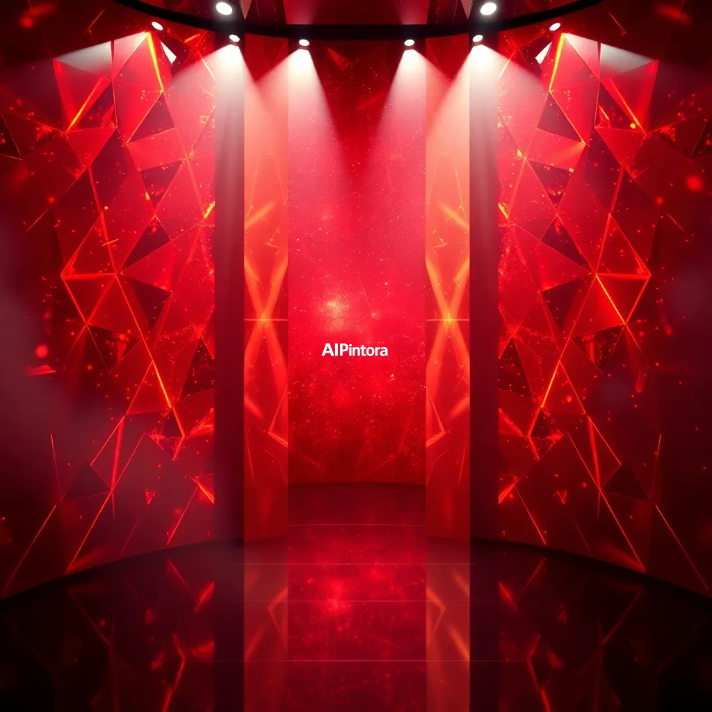 cinematic ultra detailed wallpaper of luxury ruby red wallpaper with golden geometric reflections,
    immersive environment, epic wide composition, strong depth, atmospheric perspective,
    dramatic cinematic lighting, volumetric fog, particles, realistic shadows,
    vibrant professional color grading, beautiful background scene,
    desktop and mobile wallpaper quality, wallpaper engine style,
    no text, no watermark, no logo, masterpiece, best quality, ultra detailed, sharp focus, cinematic lighting, volumetric lighting, depth of field, global illumination, professional color grading, hyper detailed textures, clean composition, premium visual quality, award winning artwork, 8k
