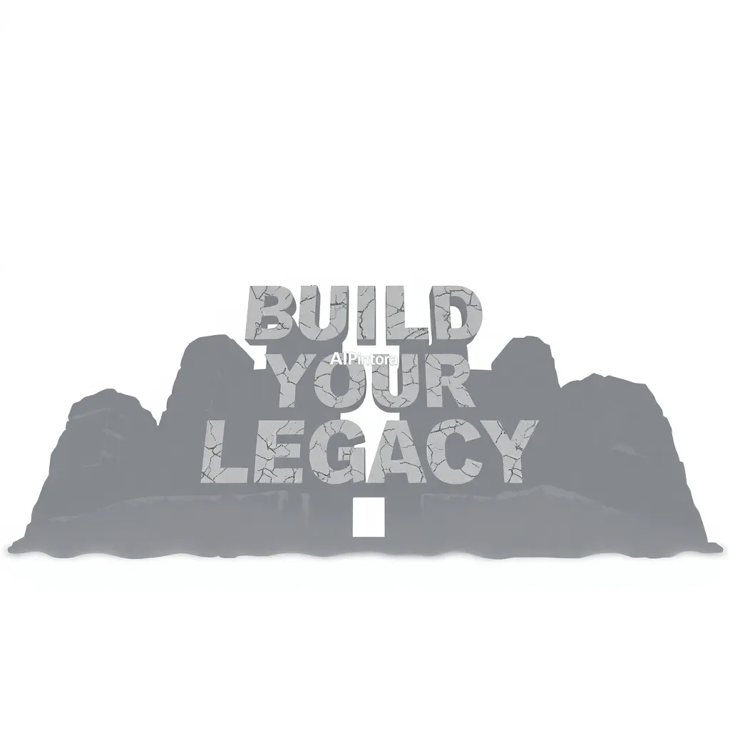 premium printable t-shirt graphic design featuring BUILD YOUR LEGACY typography formed from ancient stone monuments,
    isolated centered artwork, strong silhouette, bold readable composition,
    streetwear apparel graphic, merch by amazon style, commercial print ready,
    high contrast illustration, clean edges, limited background,
    easy background removal, poster quality apparel artwork,
    no model, no person wearing shirt, no t-shirt mockup, no product photo,
    no room background, no messy background, no random extra objects,
    no shadows on background, masterpiece, best quality, ultra detailed, sharp focus, cinematic lighting, volumetric lighting, depth of field, global illumination, professional color grading, hyper detailed textures, clean composition, premium visual quality, award winning artwork, 8k