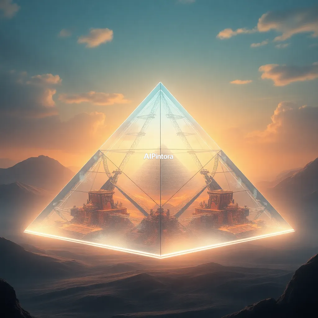 masterpiece surreal concept artwork of giant transparent pyramid containing a futuristic civilization,
    eye catching visual idea, creative object fusion, impossible design concept,
    cinematic storytelling, strong focal subject, beautiful environment,
    dramatic lighting, rich atmosphere, premium digital painting,
    viral social media artwork, highly clickable composition, masterpiece, best quality, ultra detailed, sharp focus, cinematic lighting, volumetric lighting, depth of field, global illumination, professional color grading, hyper detailed textures, clean composition, premium visual quality, award winning artwork, 8k