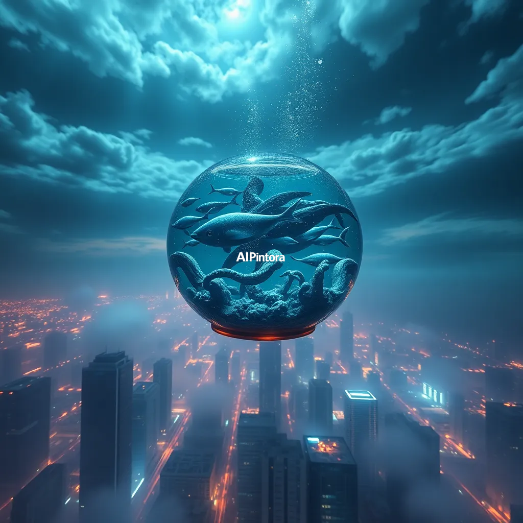 cinematic ultra detailed wallpaper of a futuristic aquarium suspended in the sky above a city,
    immersive environment, epic wide composition, strong depth, atmospheric perspective,
    dramatic cinematic lighting, volumetric fog, particles, realistic shadows,
    vibrant professional color grading, beautiful background scene,
    desktop and mobile wallpaper quality, wallpaper engine style,
    no text, no watermark, no logo, masterpiece, best quality, ultra detailed, sharp focus, cinematic lighting, volumetric lighting, depth of field, global illumination, professional color grading, hyper detailed textures, clean composition, premium visual quality, award winning artwork, 8k