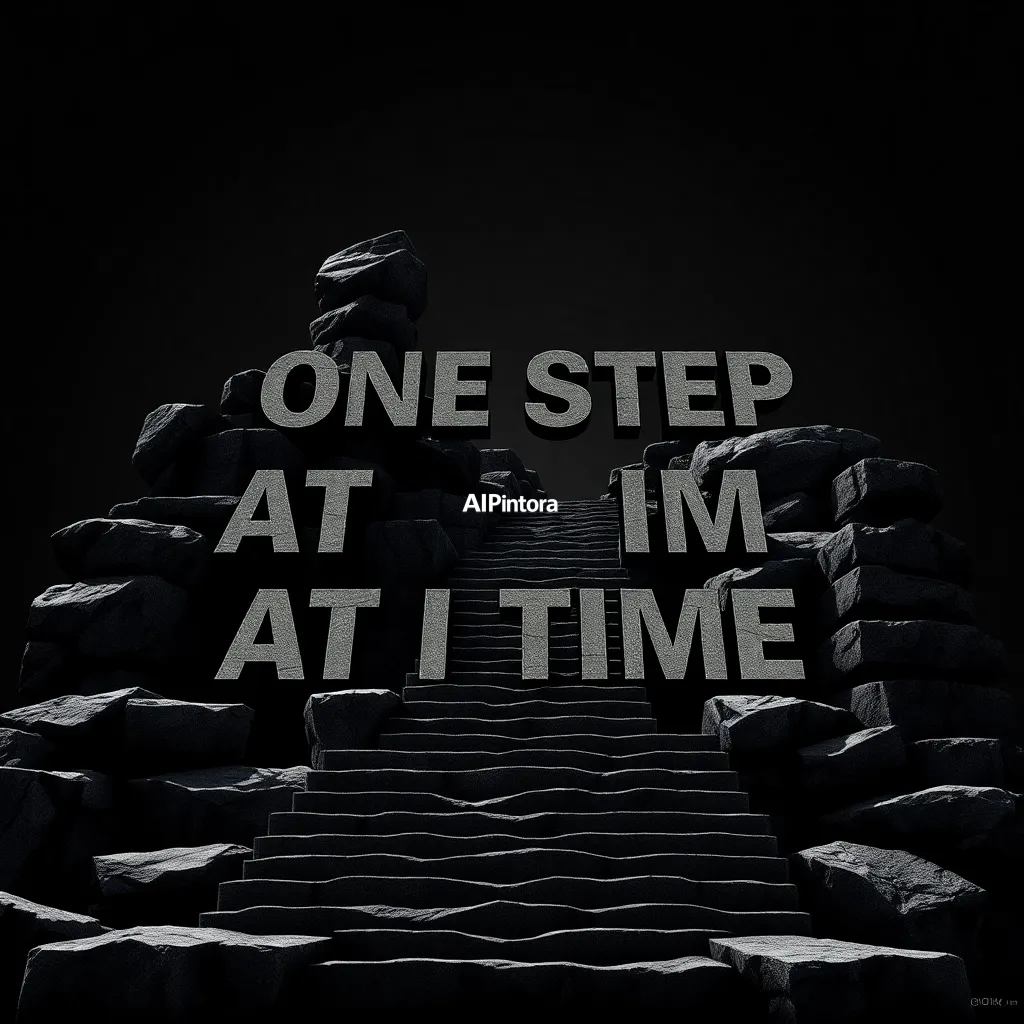 premium printable t-shirt graphic design featuring ONE STEP AT A TIME typography built from giant stone staircases,
    isolated centered artwork, strong silhouette, bold readable composition,
    streetwear apparel graphic, merch by amazon style, commercial print ready,
    high contrast illustration, clean edges, limited background,
    easy background removal, poster quality apparel artwork,
    no model, no person wearing shirt, no t-shirt mockup, no product photo,
    no room background, no messy background, no random extra objects,
    no shadows on background, masterpiece, best quality, ultra detailed, sharp focus, cinematic lighting, volumetric lighting, depth of field, global illumination, professional color grading, hyper detailed textures, clean composition, premium visual quality, award winning artwork, 8k