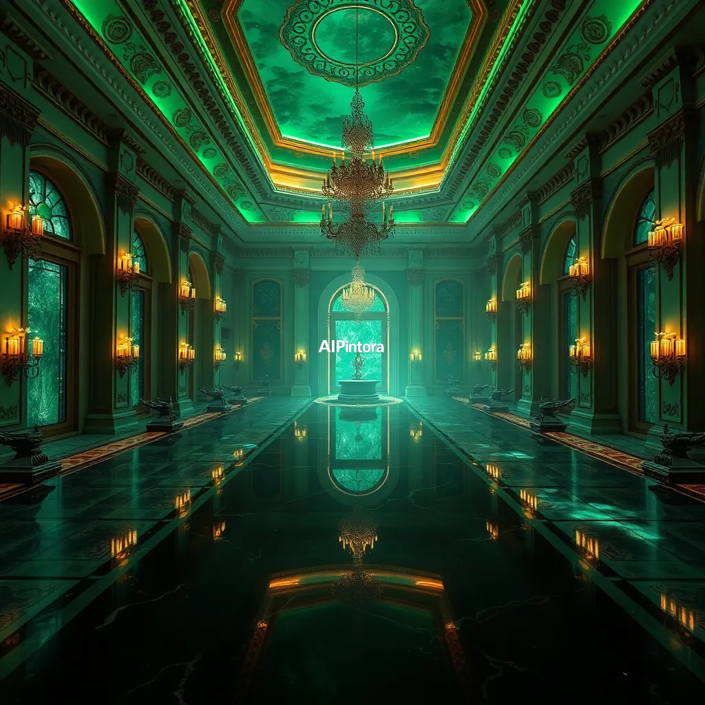 cinematic ultra detailed wallpaper of luxury emerald wallpaper inspired by royal palace interiors,
    immersive environment, epic wide composition, strong depth, atmospheric perspective,
    dramatic cinematic lighting, volumetric fog, particles, realistic shadows,
    vibrant professional color grading, beautiful background scene,
    desktop and mobile wallpaper quality, wallpaper engine style,
    no text, no watermark, no logo, masterpiece, best quality, ultra detailed, sharp focus, cinematic lighting, volumetric lighting, depth of field, global illumination, professional color grading, hyper detailed textures, clean composition, premium visual quality, award winning artwork, 8k