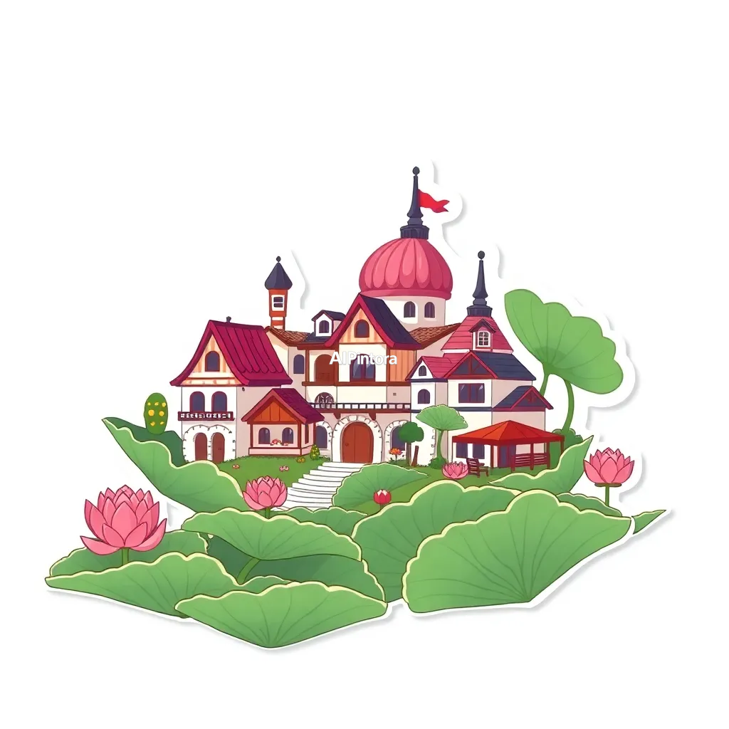 premium die-cut vinyl sticker illustration of cute sushi village built on giant lotus leaves,
    centered isolated artwork, thick bold white outline, glossy sticker finish,
    clean vector cartoon style, cute collectible design, etsy bestseller sticker style,
    vibrant colors, simple readable silhouette, smooth shapes,
    printable sticker pack quality, plain clean background,
    no mockup, no product photo, no background scene, no complex environment, masterpiece, best quality, ultra detailed, sharp focus, cinematic lighting, volumetric lighting, depth of field, global illumination, professional color grading, hyper detailed textures, clean composition, premium visual quality, award winning artwork, 8k