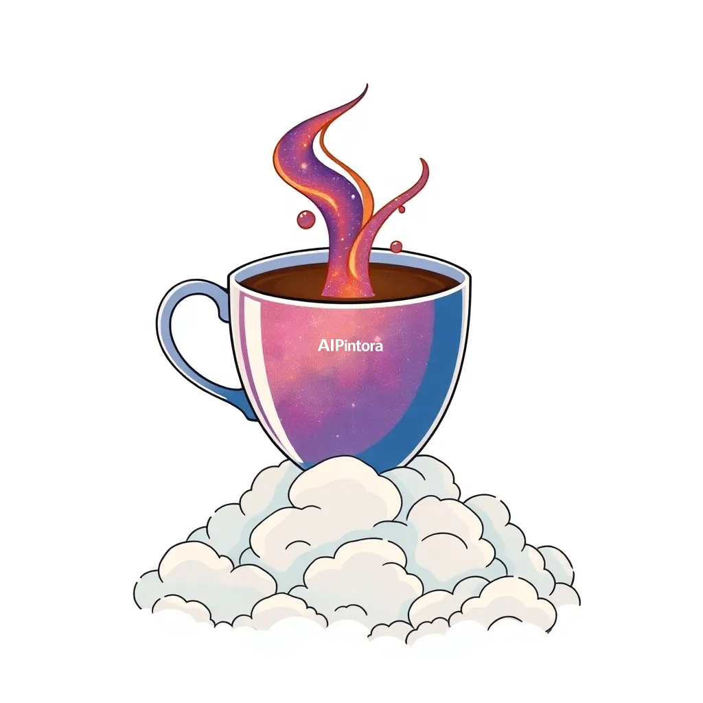 premium die-cut vinyl sticker illustration of giant coffee cup floating above clouds releasing galaxies as steam,
    centered isolated artwork, thick bold white outline, glossy sticker finish,
    clean vector cartoon style, cute collectible design, etsy bestseller sticker style,
    vibrant colors, simple readable silhouette, smooth shapes,
    printable sticker pack quality, plain clean background,
    no mockup, no product photo, no background scene, no complex environment, masterpiece, best quality, ultra detailed, sharp focus, cinematic lighting, volumetric lighting, depth of field, global illumination, professional color grading, hyper detailed textures, clean composition, premium visual quality, award winning artwork, 8k