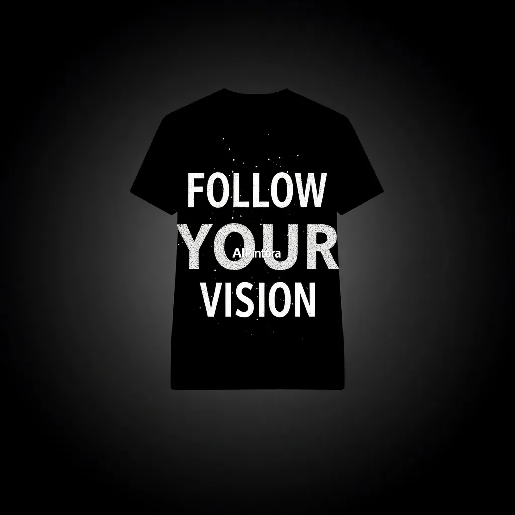 premium printable t-shirt graphic design featuring FOLLOW YOUR VISION typography formed from constellations,
    isolated centered artwork, strong silhouette, bold readable composition,
    streetwear apparel graphic, merch by amazon style, commercial print ready,
    high contrast illustration, clean edges, limited background,
    easy background removal, poster quality apparel artwork,
    no model, no person wearing shirt, no t-shirt mockup, no product photo,
    no room background, no messy background, no random extra objects,
    no shadows on background, masterpiece, best quality, ultra detailed, sharp focus, cinematic lighting, volumetric lighting, depth of field, global illumination, professional color grading, hyper detailed textures, clean composition, premium visual quality, award winning artwork, 8k