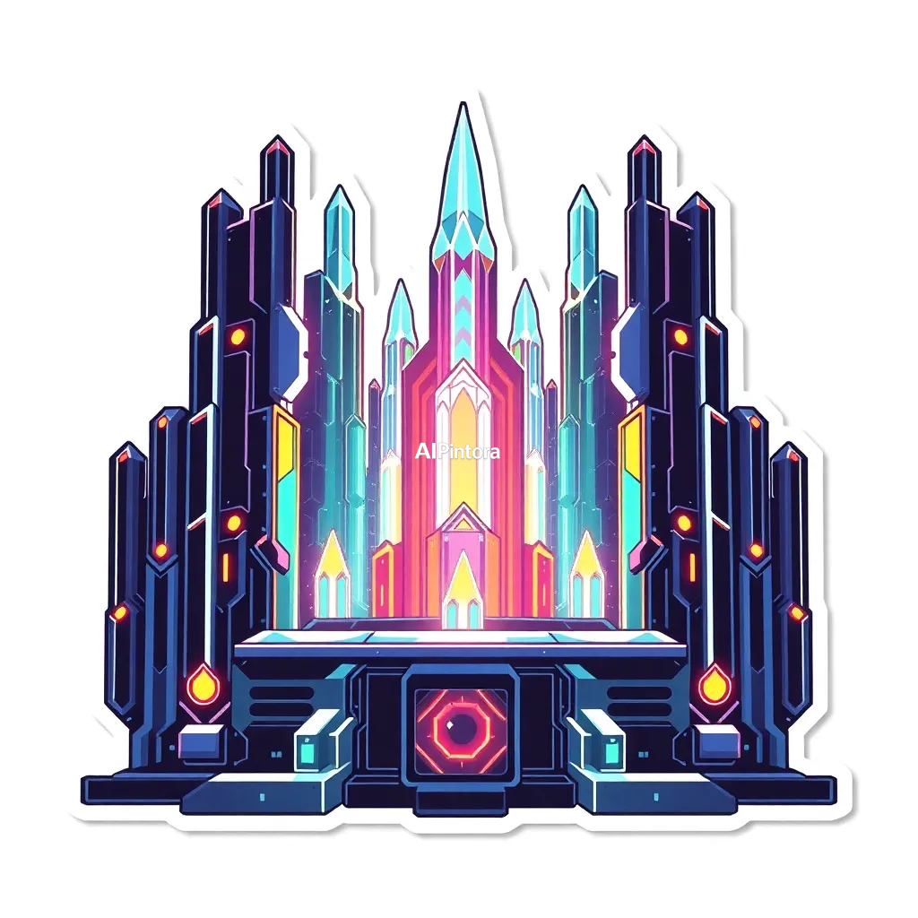 premium die-cut vinyl sticker illustration of a quantum computer visualized as a glowing crystal cathedral,
    centered isolated artwork, thick bold white outline, glossy sticker finish,
    clean vector cartoon style, cute collectible design, etsy bestseller sticker style,
    vibrant colors, simple readable silhouette, smooth shapes,
    printable sticker pack quality, plain clean background,
    no mockup, no product photo, no background scene, no complex environment, masterpiece, best quality, ultra detailed, sharp focus, cinematic lighting, volumetric lighting, depth of field, global illumination, professional color grading, hyper detailed textures, clean composition, premium visual quality, award winning artwork, 8k