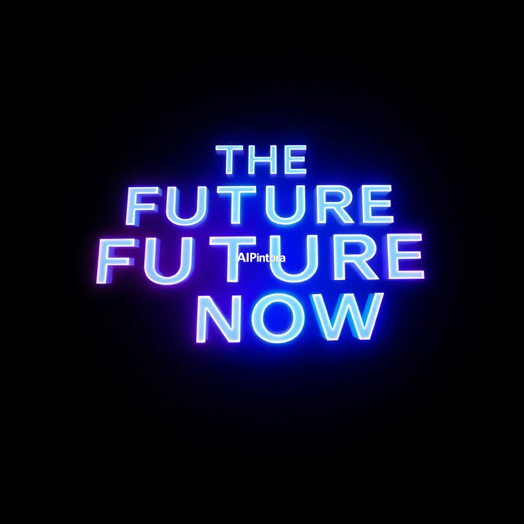 premium printable t-shirt graphic design featuring THE FUTURE IS NOW typography built from holograms and neon light,
    isolated centered artwork, strong silhouette, bold readable composition,
    streetwear apparel graphic, merch by amazon style, commercial print ready,
    high contrast illustration, clean edges, limited background,
    easy background removal, poster quality apparel artwork,
    no model, no person wearing shirt, no t-shirt mockup, no product photo,
    no room background, no messy background, no random extra objects,
    no shadows on background, masterpiece, best quality, ultra detailed, sharp focus, cinematic lighting, volumetric lighting, depth of field, global illumination, professional color grading, hyper detailed textures, clean composition, premium visual quality, award winning artwork, 8k