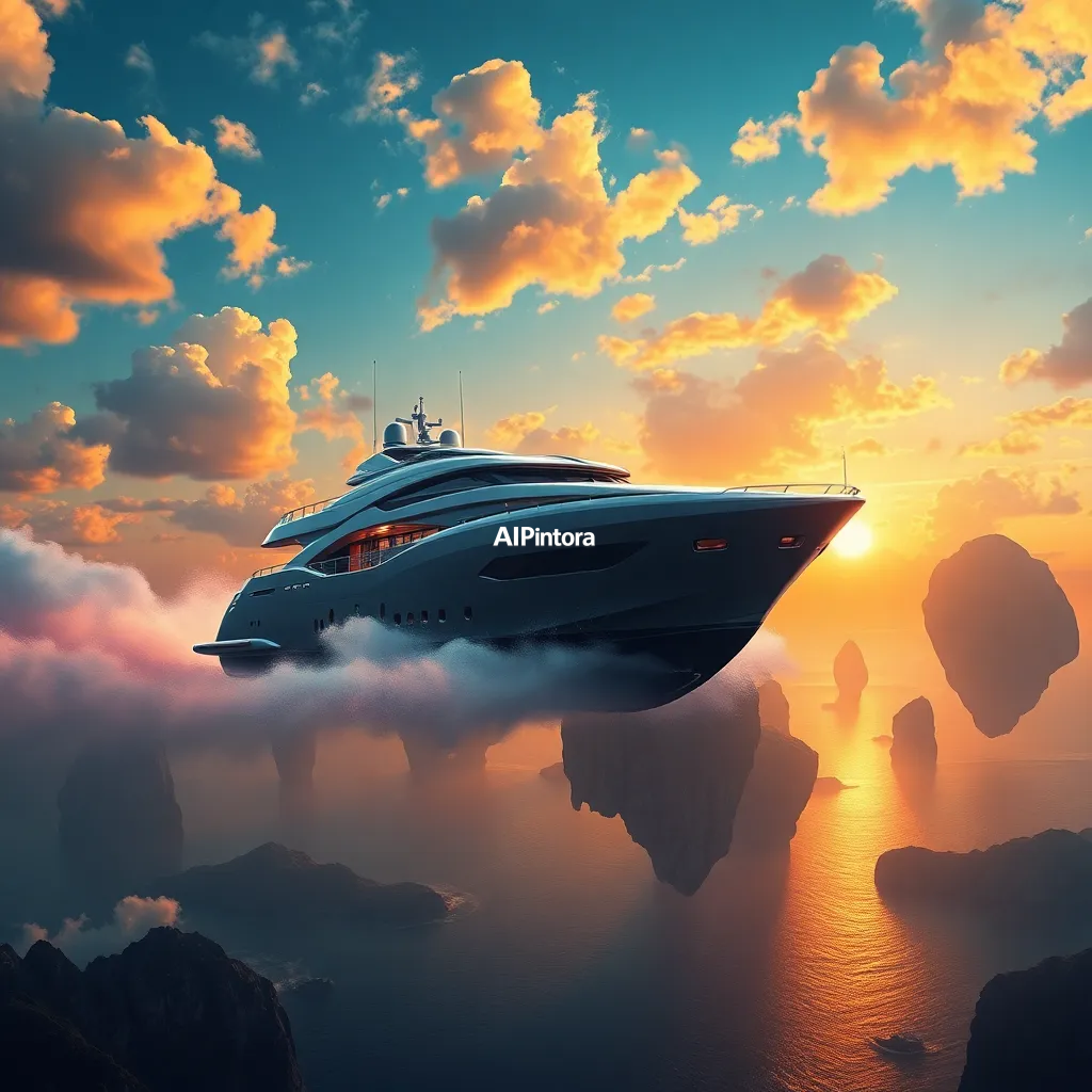 masterpiece surreal concept artwork of a luxury yacht sailing through the sky above floating islands,
    eye catching visual idea, creative object fusion, impossible design concept,
    cinematic storytelling, strong focal subject, beautiful environment,
    dramatic lighting, rich atmosphere, premium digital painting,
    viral social media artwork, highly clickable composition, masterpiece, best quality, ultra detailed, sharp focus, cinematic lighting, volumetric lighting, depth of field, global illumination, professional color grading, hyper detailed textures, clean composition, premium visual quality, award winning artwork, 8k