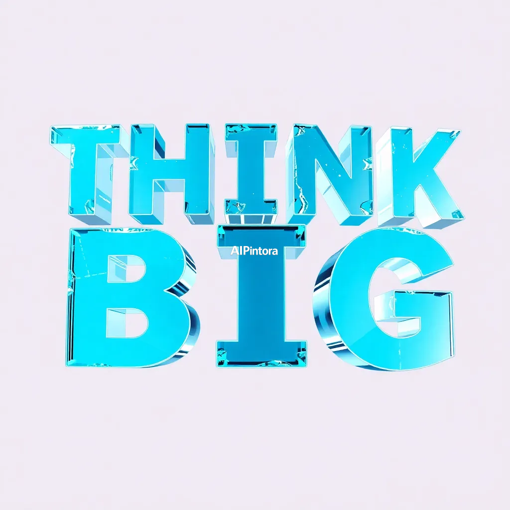 premium printable t-shirt graphic design featuring THINK BIG typography built from giant floating glass cubes,
    isolated centered artwork, strong silhouette, bold readable composition,
    streetwear apparel graphic, merch by amazon style, commercial print ready,
    high contrast illustration, clean edges, limited background,
    easy background removal, poster quality apparel artwork,
    no model, no person wearing shirt, no t-shirt mockup, no product photo,
    no room background, no messy background, no random extra objects,
    no shadows on background, masterpiece, best quality, ultra detailed, sharp focus, cinematic lighting, volumetric lighting, depth of field, global illumination, professional color grading, hyper detailed textures, clean composition, premium visual quality, award winning artwork, 8k