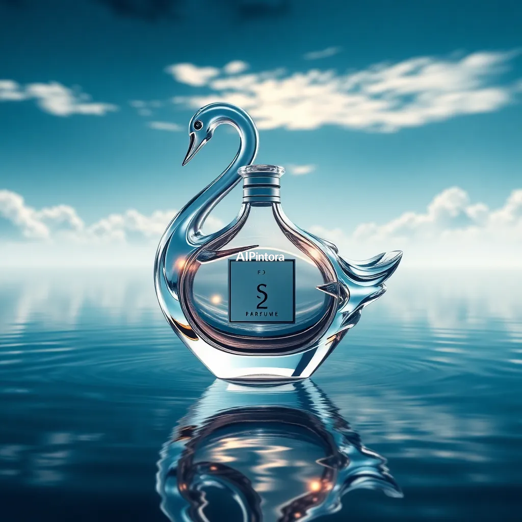 masterpiece surreal concept artwork of a luxury perfume bottle shaped like a swan, transparent crystal glass, floating above a reflective lake, premium advertising artwork,
    eye catching visual idea, creative object fusion, impossible design concept,
    cinematic storytelling, strong focal subject, beautiful environment,
    dramatic lighting, rich atmosphere, premium digital painting,
    viral social media artwork, highly clickable composition, masterpiece, best quality, ultra detailed, sharp focus, cinematic lighting, volumetric lighting, depth of field, global illumination, professional color grading, hyper detailed textures, clean composition, premium visual quality, award winning artwork, 8k