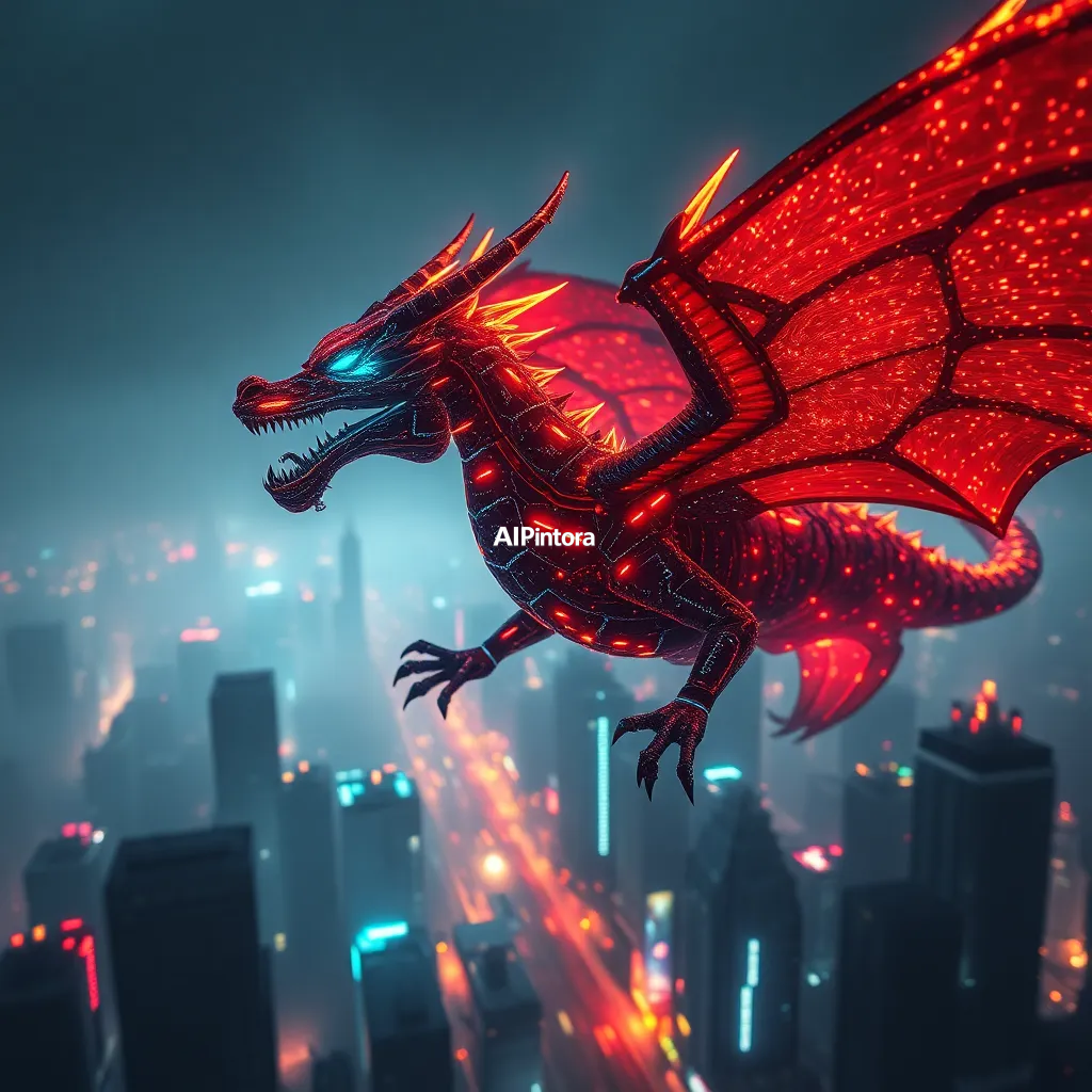 cinematic ultra detailed wallpaper of a dragon made from glowing circuit boards and liquid neon energy, flying above a futuristic cyberpunk city, cinematic atmosphere,
    immersive environment, epic wide composition, strong depth, atmospheric perspective,
    dramatic cinematic lighting, volumetric fog, particles, realistic shadows,
    vibrant professional color grading, beautiful background scene,
    desktop and mobile wallpaper quality, wallpaper engine style,
    no text, no watermark, no logo, masterpiece, best quality, ultra detailed, sharp focus, cinematic lighting, volumetric lighting, depth of field, global illumination, professional color grading, hyper detailed textures, clean composition, premium visual quality, award winning artwork, 8k