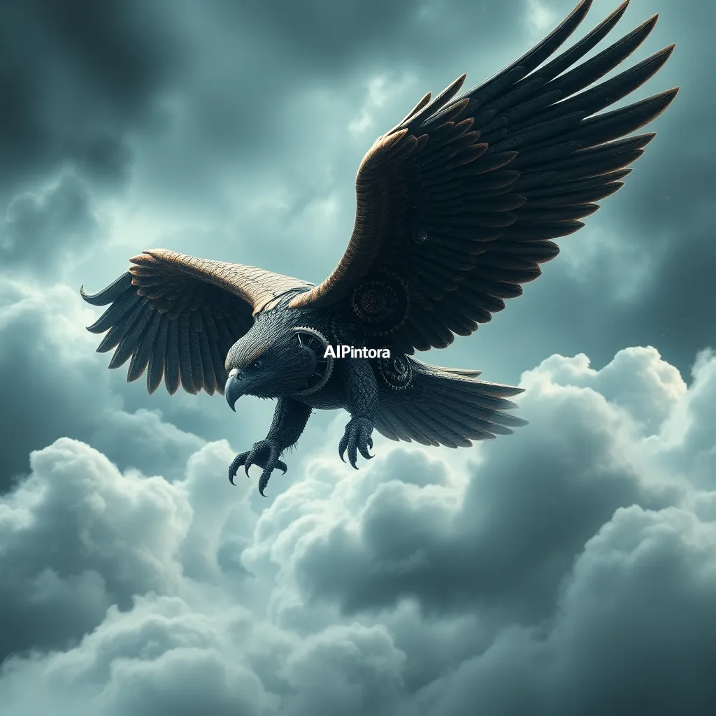 cinematic ultra detailed wallpaper of a giant mechanical eagle built from luxury watch gears, flying through storm clouds, dramatic cinematic composition,
    immersive environment, epic wide composition, strong depth, atmospheric perspective,
    dramatic cinematic lighting, volumetric fog, particles, realistic shadows,
    vibrant professional color grading, beautiful background scene,
    desktop and mobile wallpaper quality, wallpaper engine style,
    no text, no watermark, no logo, masterpiece, best quality, ultra detailed, sharp focus, cinematic lighting, volumetric lighting, depth of field, global illumination, professional color grading, hyper detailed textures, clean composition, premium visual quality, award winning artwork, 8k