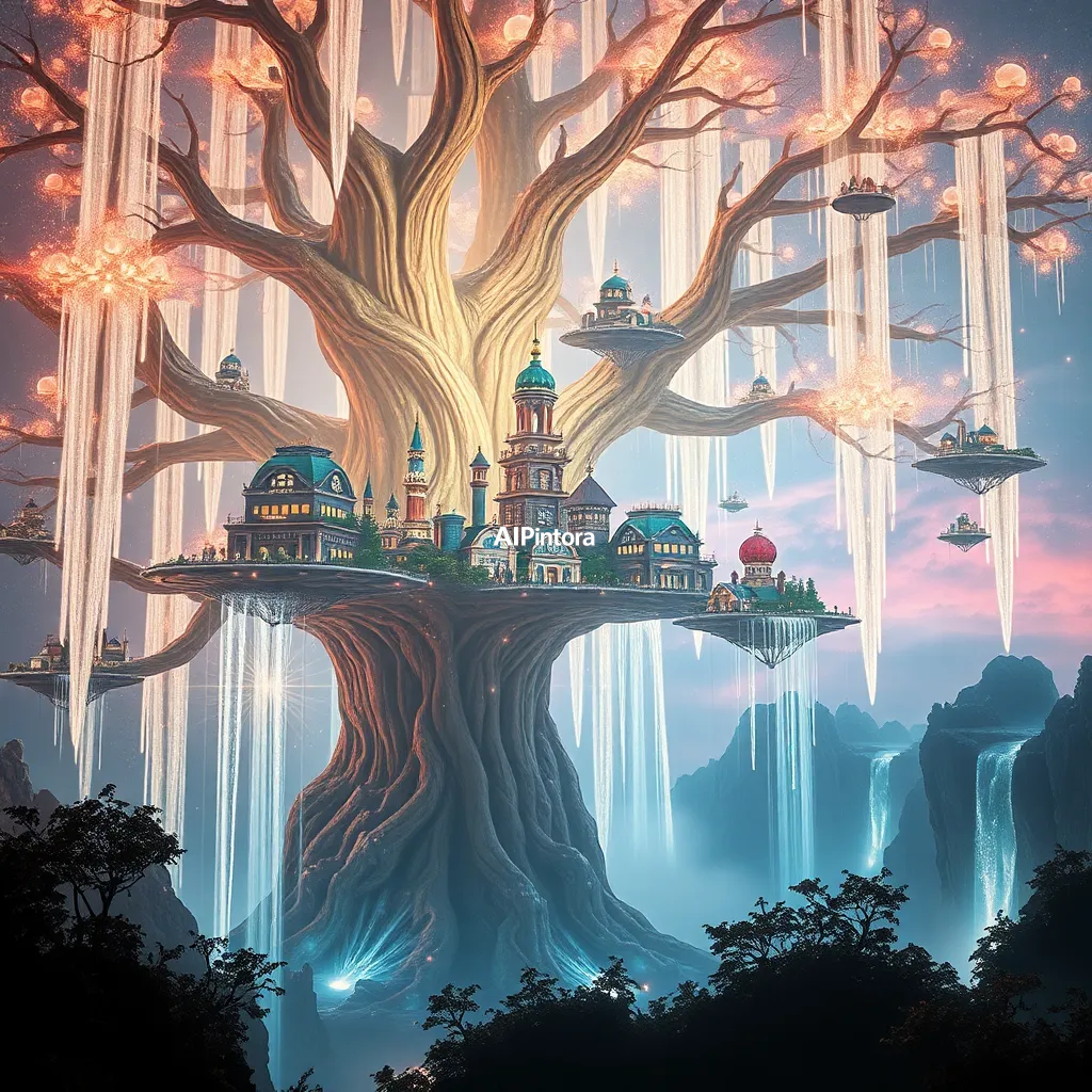 cinematic ultra detailed wallpaper of a futuristic city built inside a glowing crystal tree, branches supporting floating neighborhoods, waterfalls of light, magical sci fi atmosphere, masterpiece artwork,
    immersive environment, epic wide composition, strong depth, atmospheric perspective,
    dramatic cinematic lighting, volumetric fog, particles, realistic shadows,
    vibrant professional color grading, beautiful background scene,
    desktop and mobile wallpaper quality, wallpaper engine style,
    no text, no watermark, no logo, masterpiece, best quality, ultra detailed, sharp focus, cinematic lighting, volumetric lighting, depth of field, global illumination, professional color grading, hyper detailed textures, clean composition, premium visual quality, award winning artwork, 8k