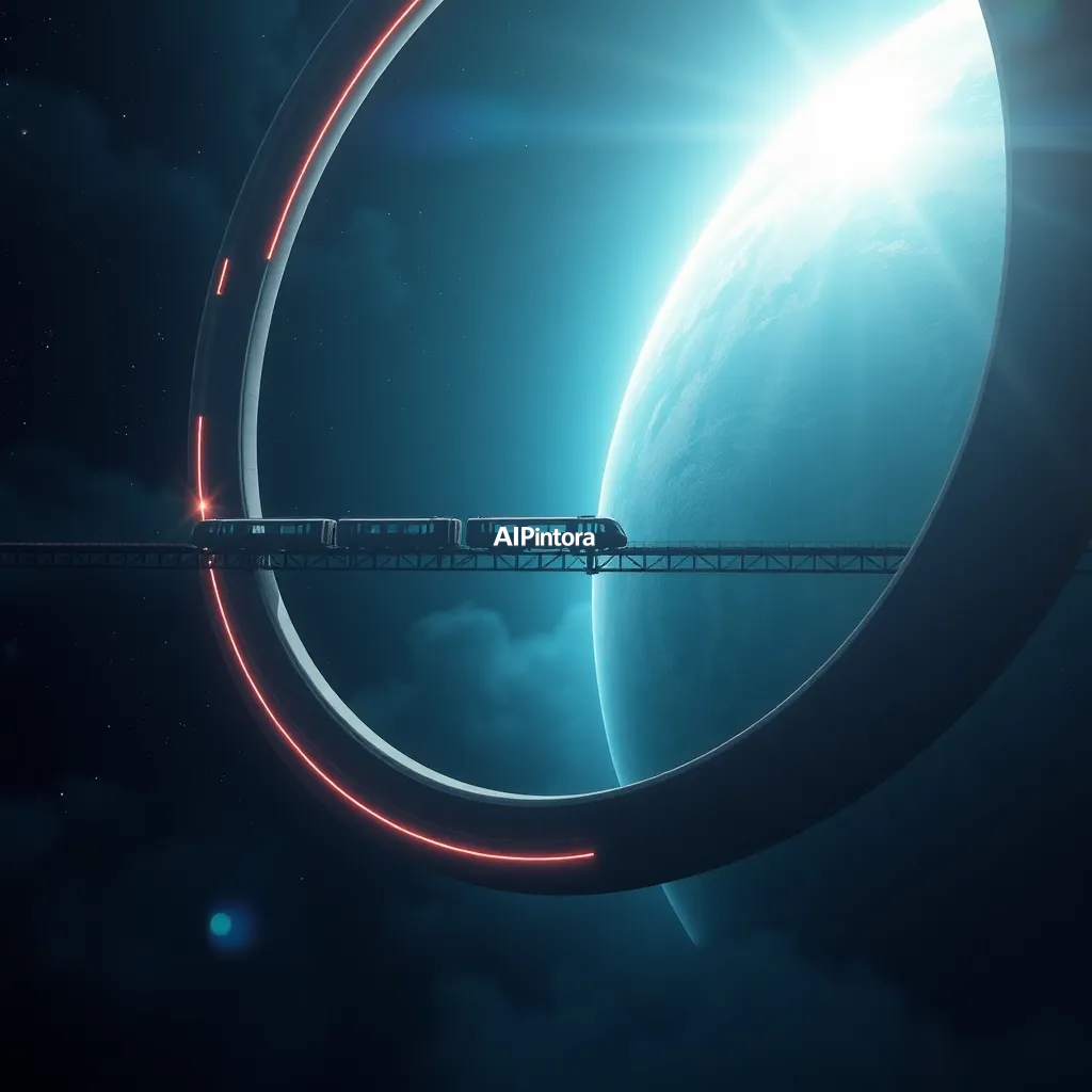 cinematic ultra detailed wallpaper of a floating railway crossing through giant celestial rings around a planet, futuristic transportation system, cinematic space environment,
    immersive environment, epic wide composition, strong depth, atmospheric perspective,
    dramatic cinematic lighting, volumetric fog, particles, realistic shadows,
    vibrant professional color grading, beautiful background scene,
    desktop and mobile wallpaper quality, wallpaper engine style,
    no text, no watermark, no logo, masterpiece, best quality, ultra detailed, sharp focus, cinematic lighting, volumetric lighting, depth of field, global illumination, professional color grading, hyper detailed textures, clean composition, premium visual quality, award winning artwork, 8k